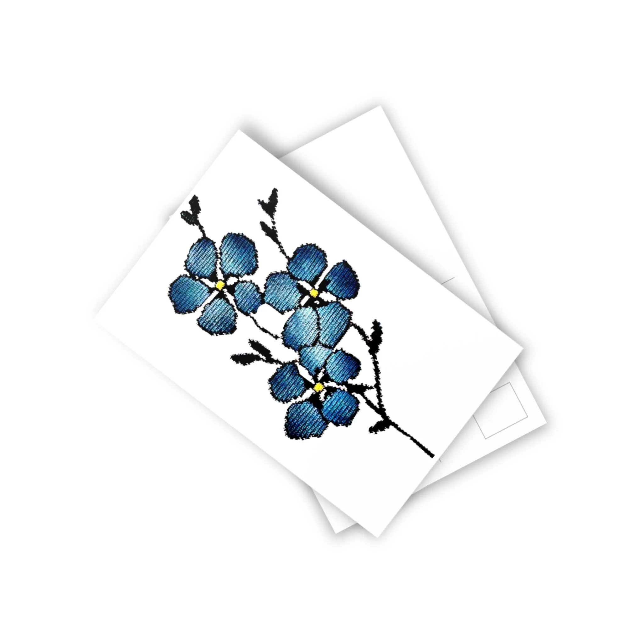 Blue Flower Crochet Postcards (10pcs)
