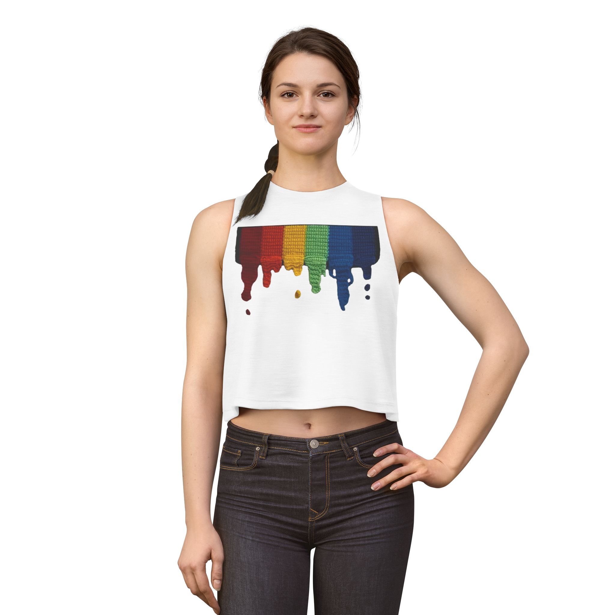 Dripping Rainbow Crochet Women's Crop Top