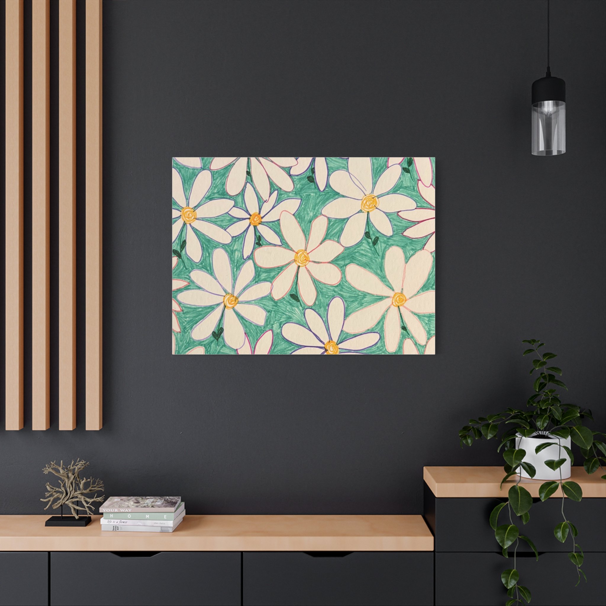 Flowers on Grass Matte Canvas, Stretched, 1.25"