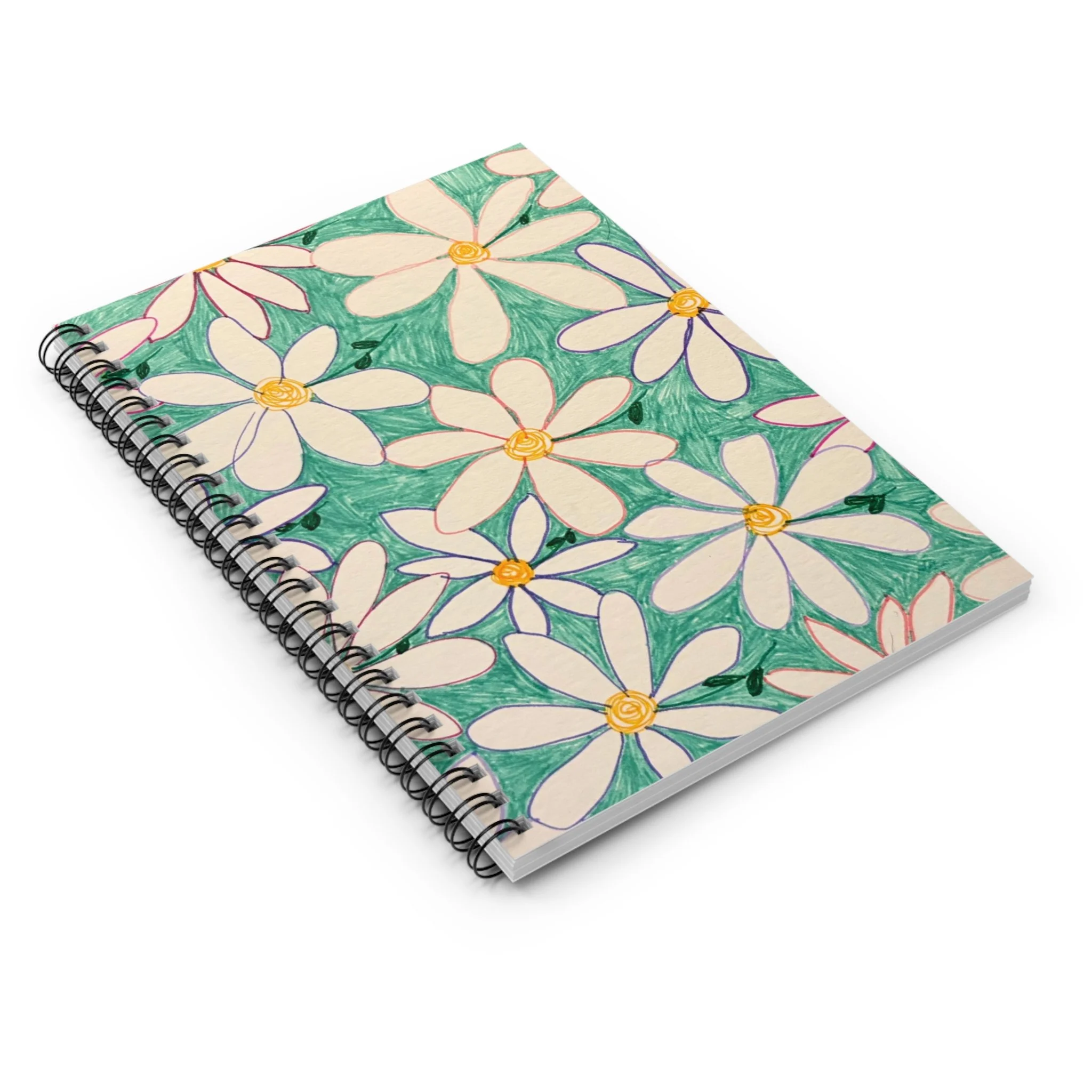 Flowers on Grass Spiral Notebook - Ruled Line