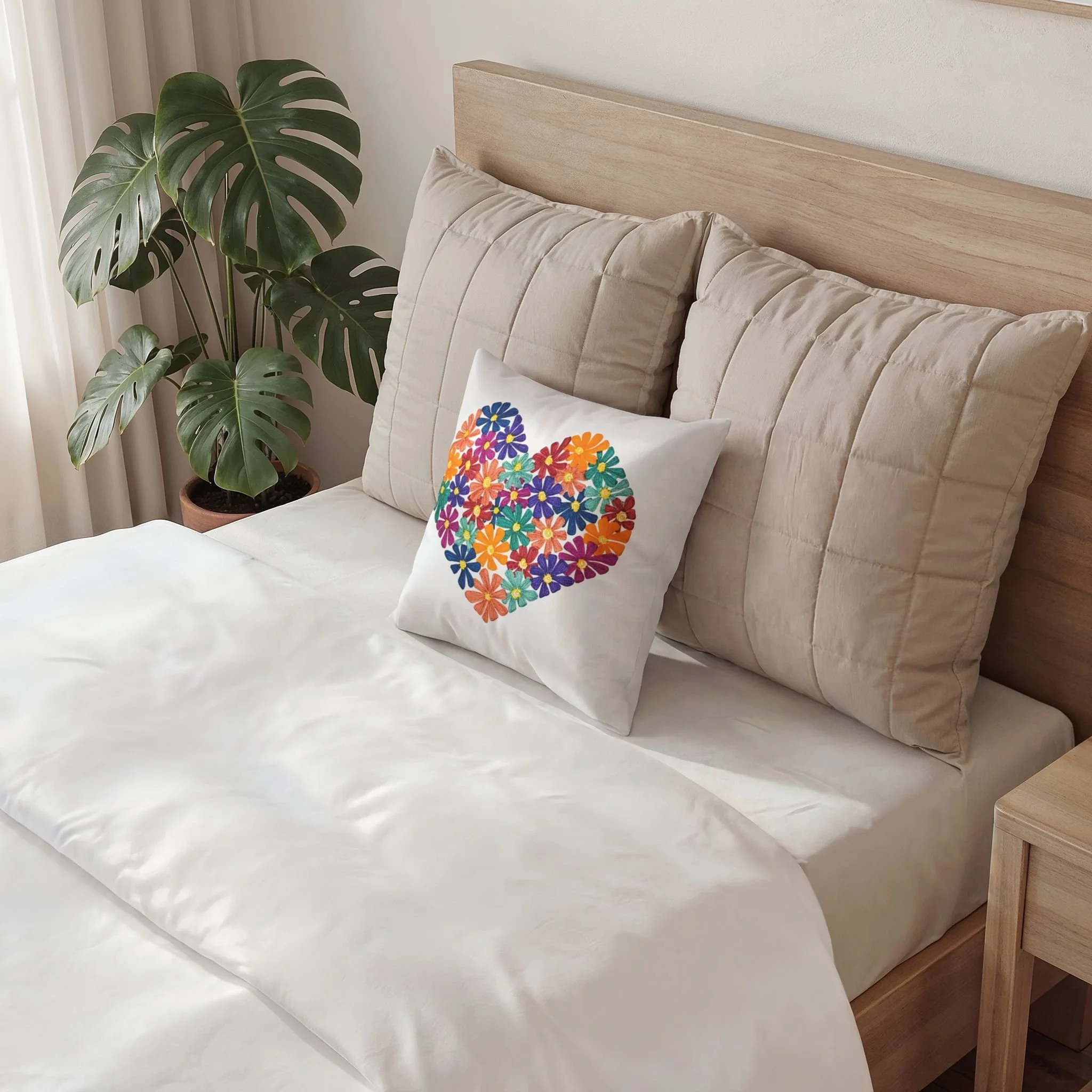 Heart of Flowers Poly Velvet Pillow