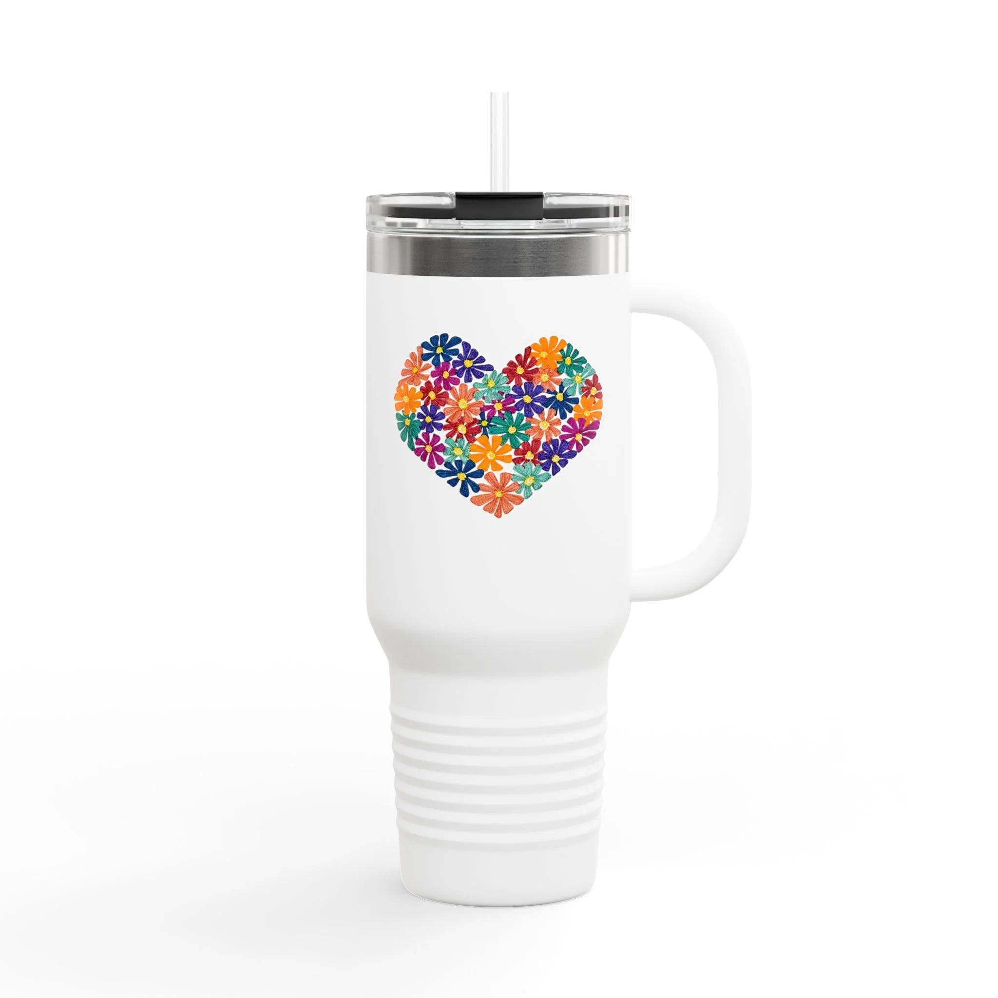 Heart of Flowers Insulated Travel Mug, 40oz