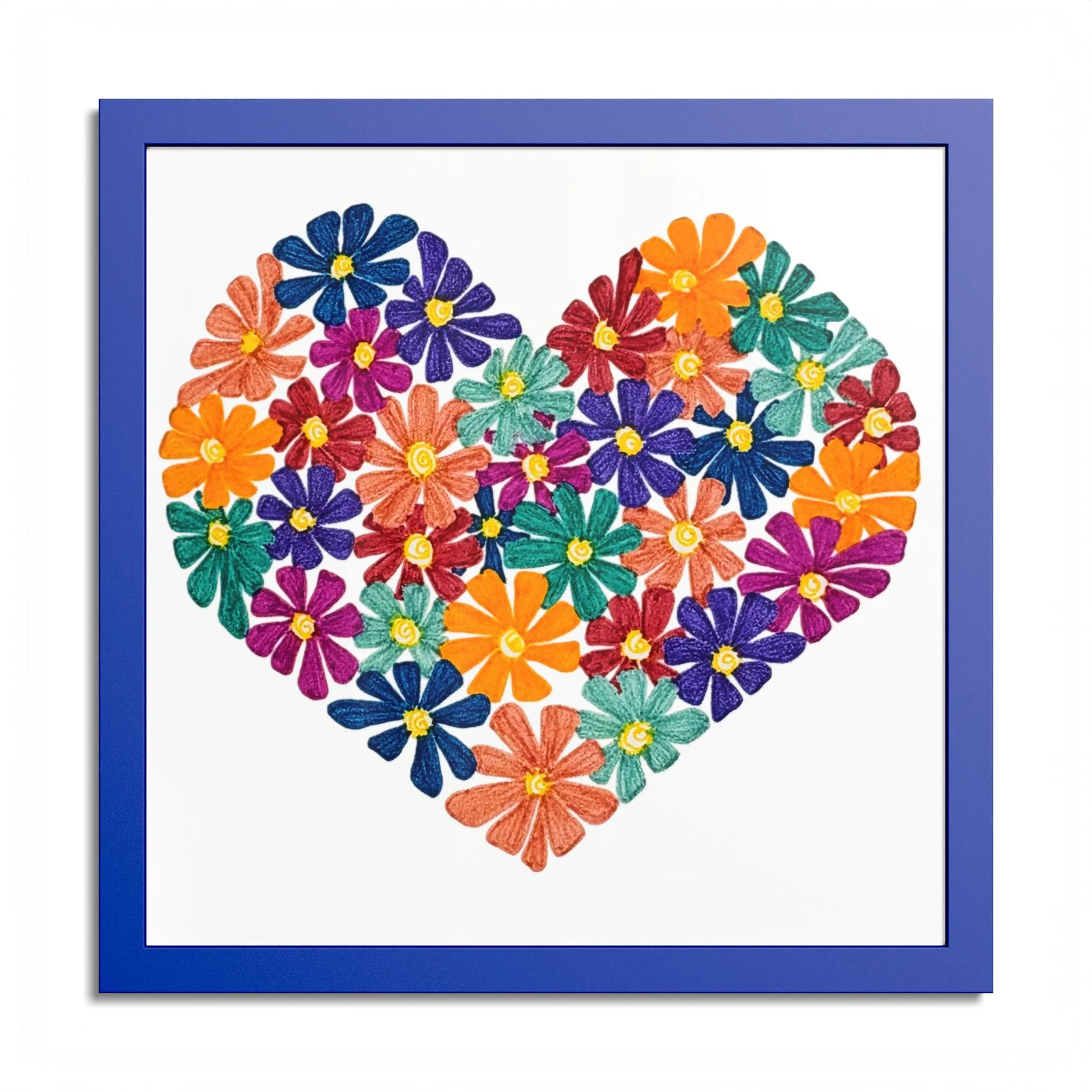 Heart of Flowers Colored Frame Posters