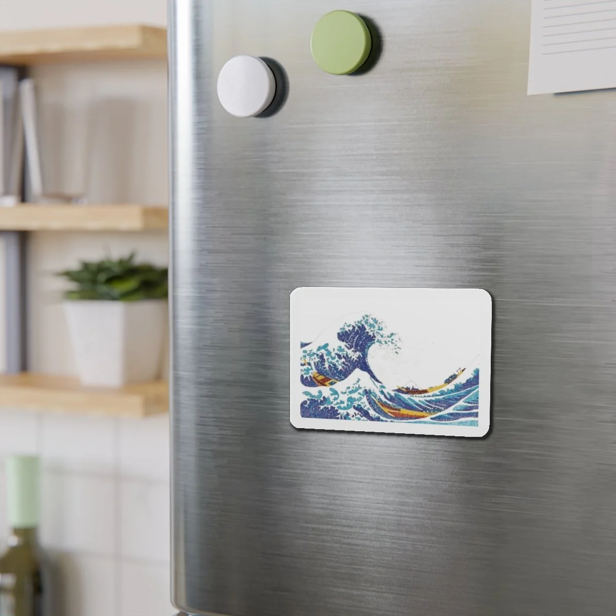 Stippled Great Wave Off Kanagawa Die-Cut Magnets