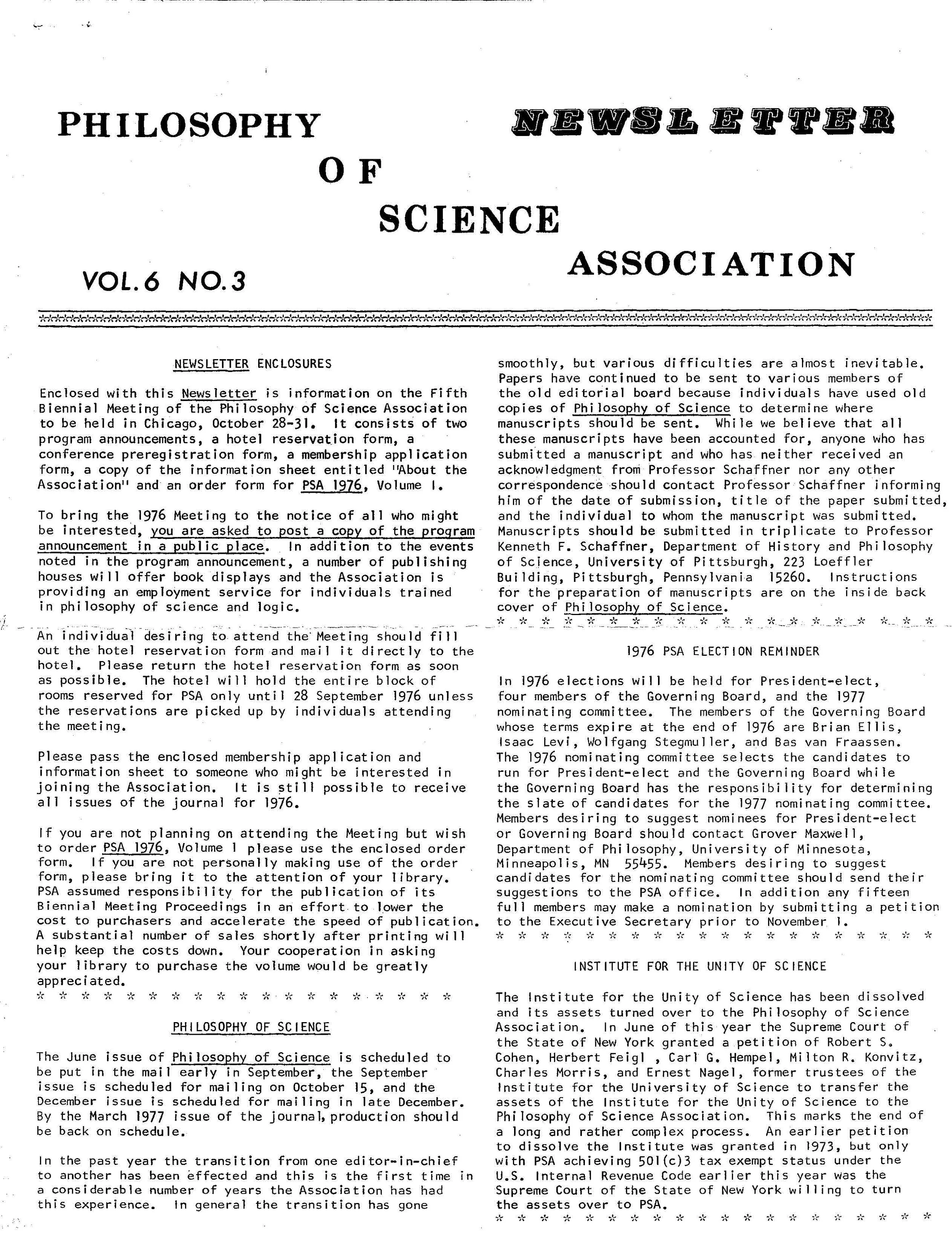Front page PSA Newsletter Vol.6 No.3