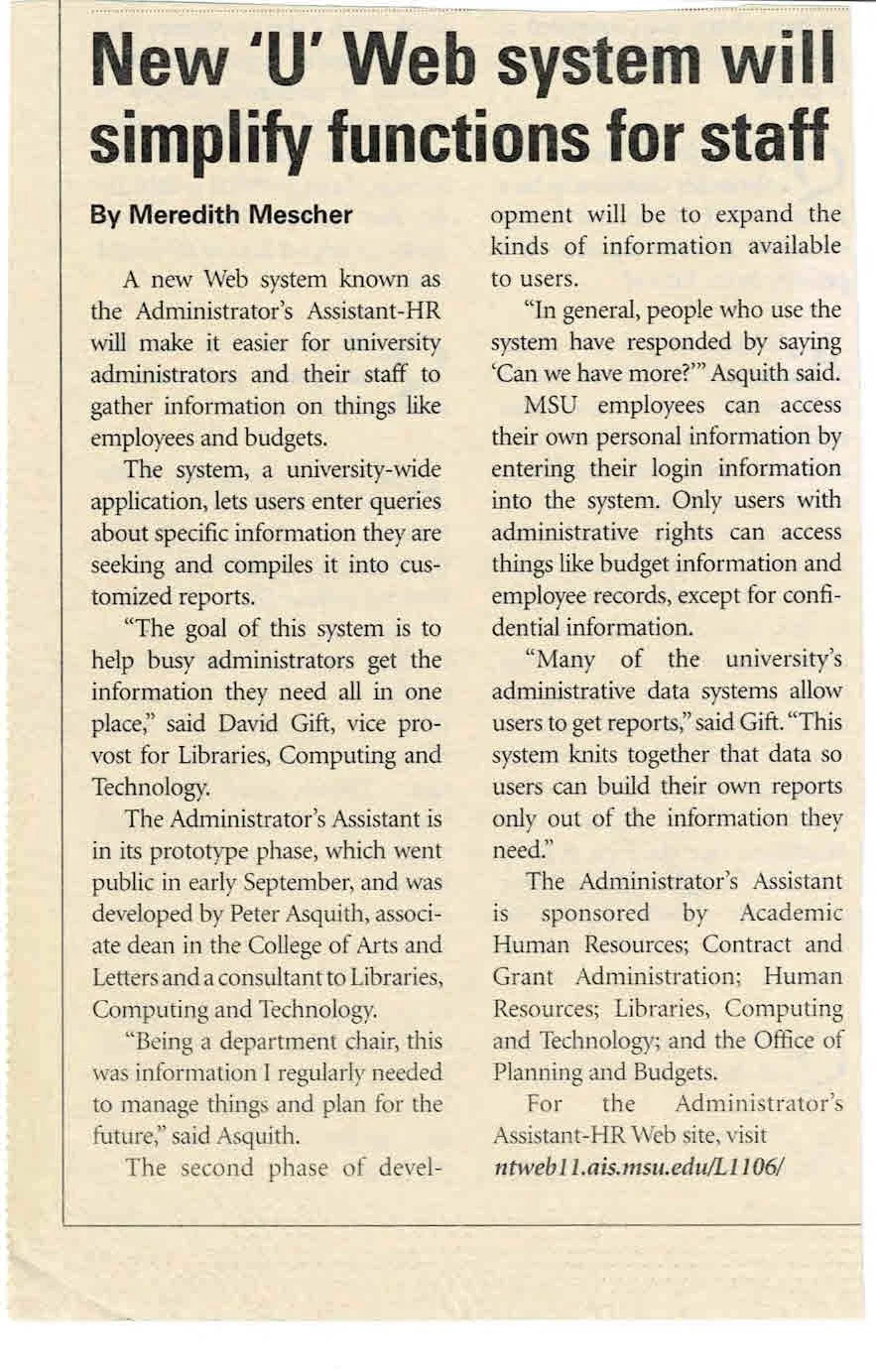 Description of Administrator's Assistan