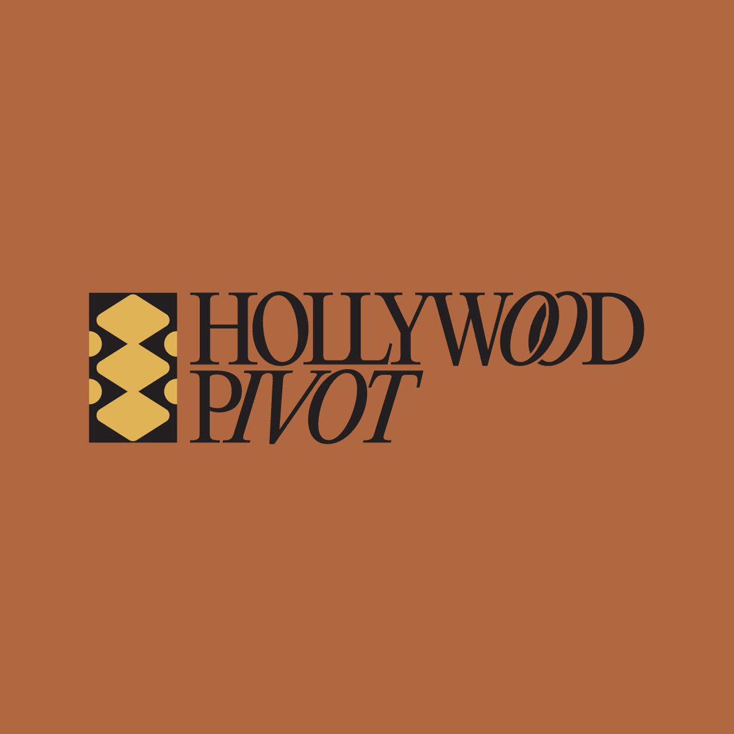 Hollywood Pivot full logo on a brown background.