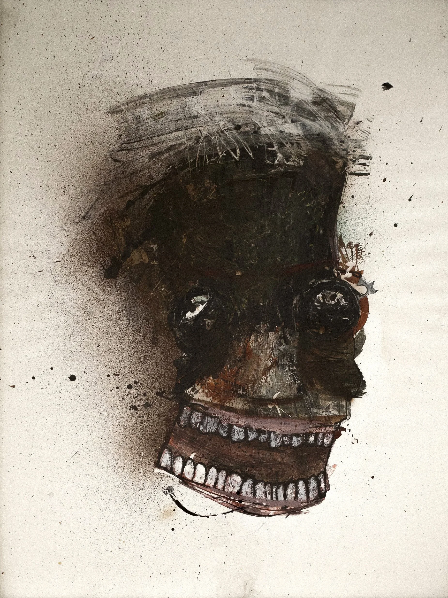 'Razor Face II' | 18" x 24" (45.7cm x 61cm) | Gesso, Ink, Pastel, Razor Blade on Paper | c.2016