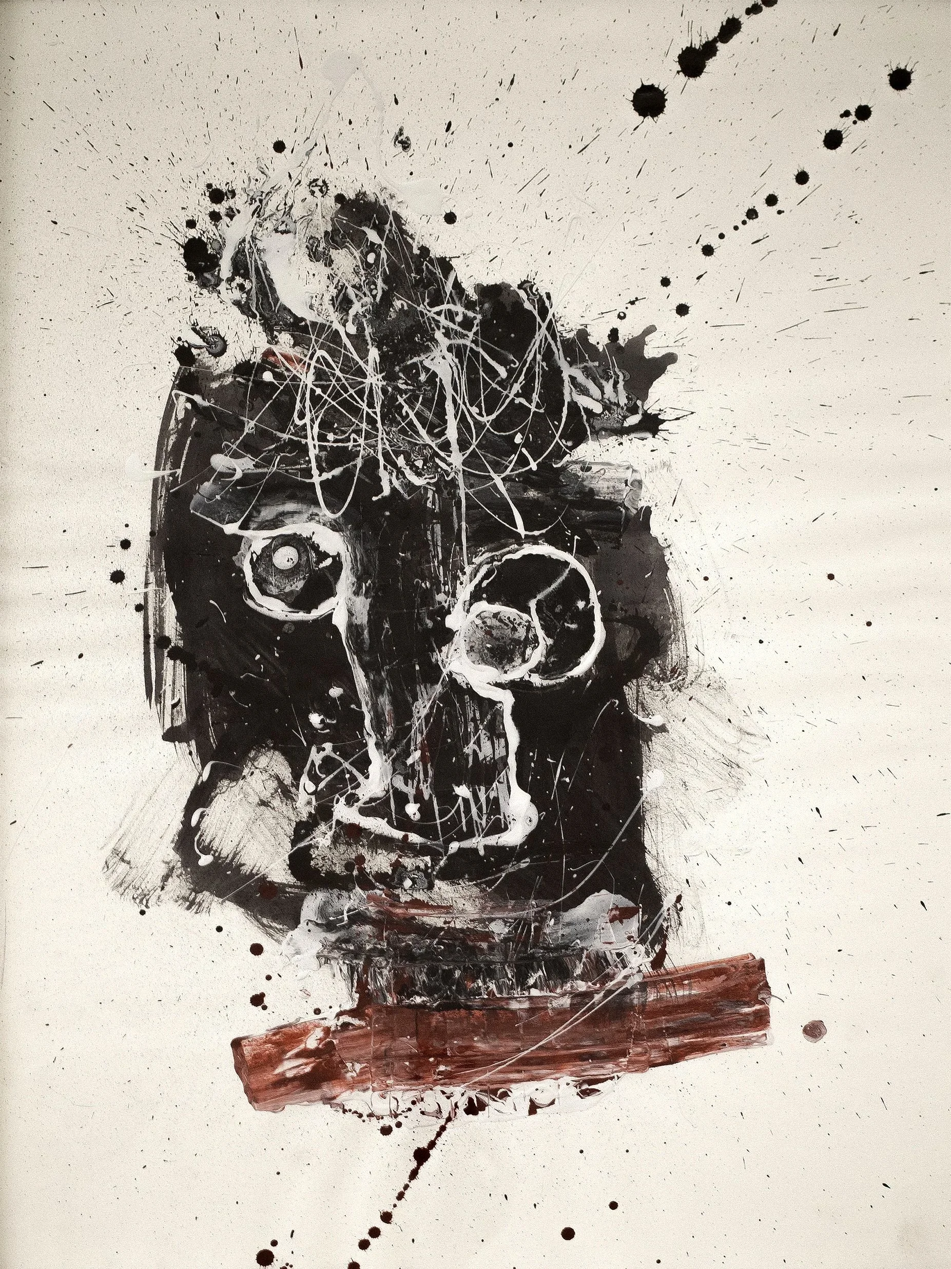 'Razor Face III' | 18" x 24" (45.7cm x 61cm) | Gesso, Ink, Pastel, Razor Blade on Paper | c.2016