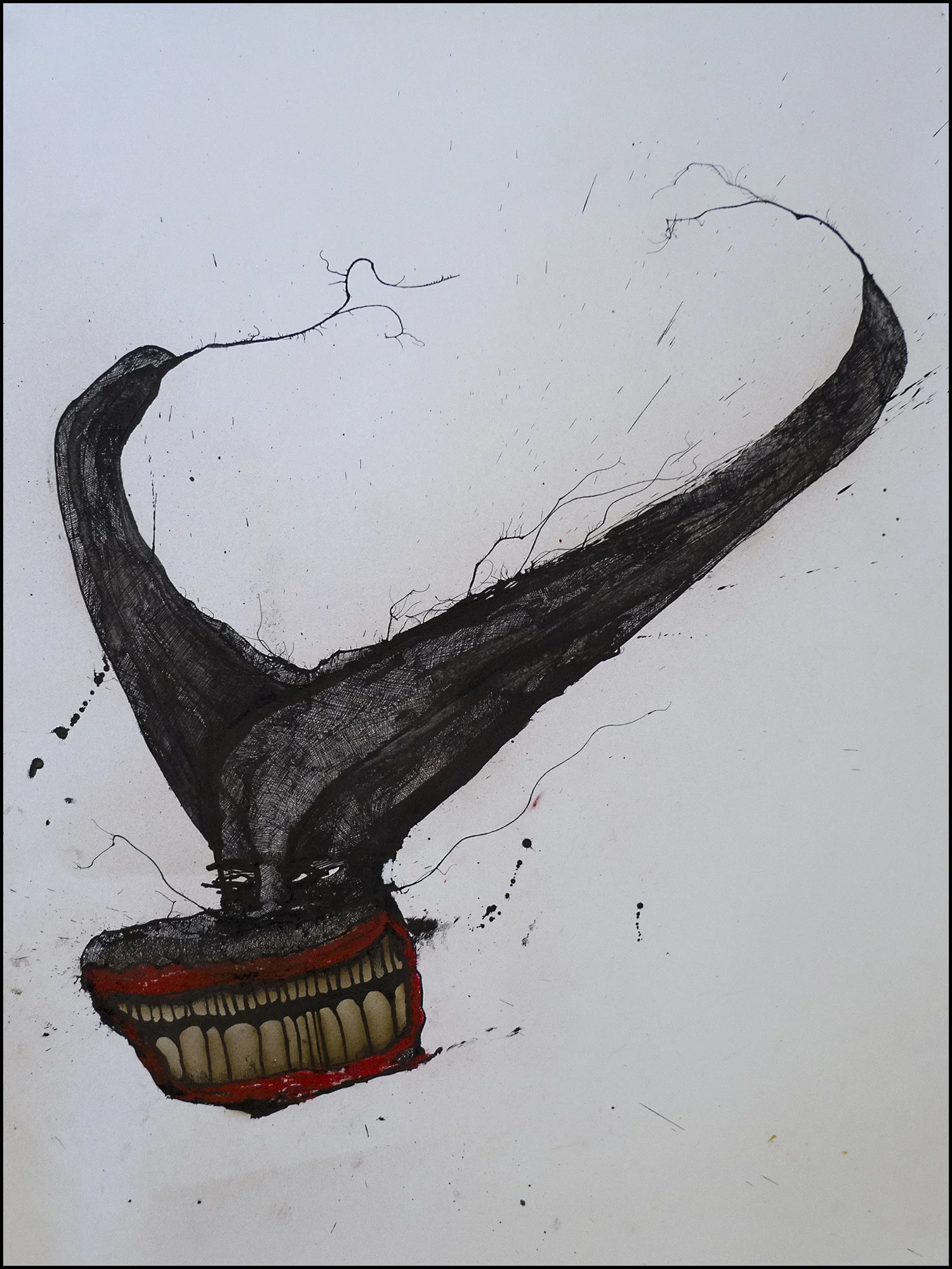 'Large Toothed Bat w/ Lipstick' | 18" x 24" (45.7cm x 61cm) | Charcoal, Ink, Pastel on Paper | c.2016