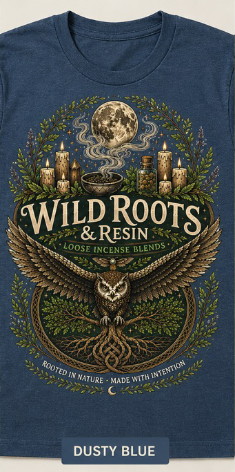 Wild Roots & Resin T-Shirt - Dusty Blue