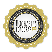 Abzeichen oder Logo mit Text 'Hochzeitsfotograf' im Zentrum