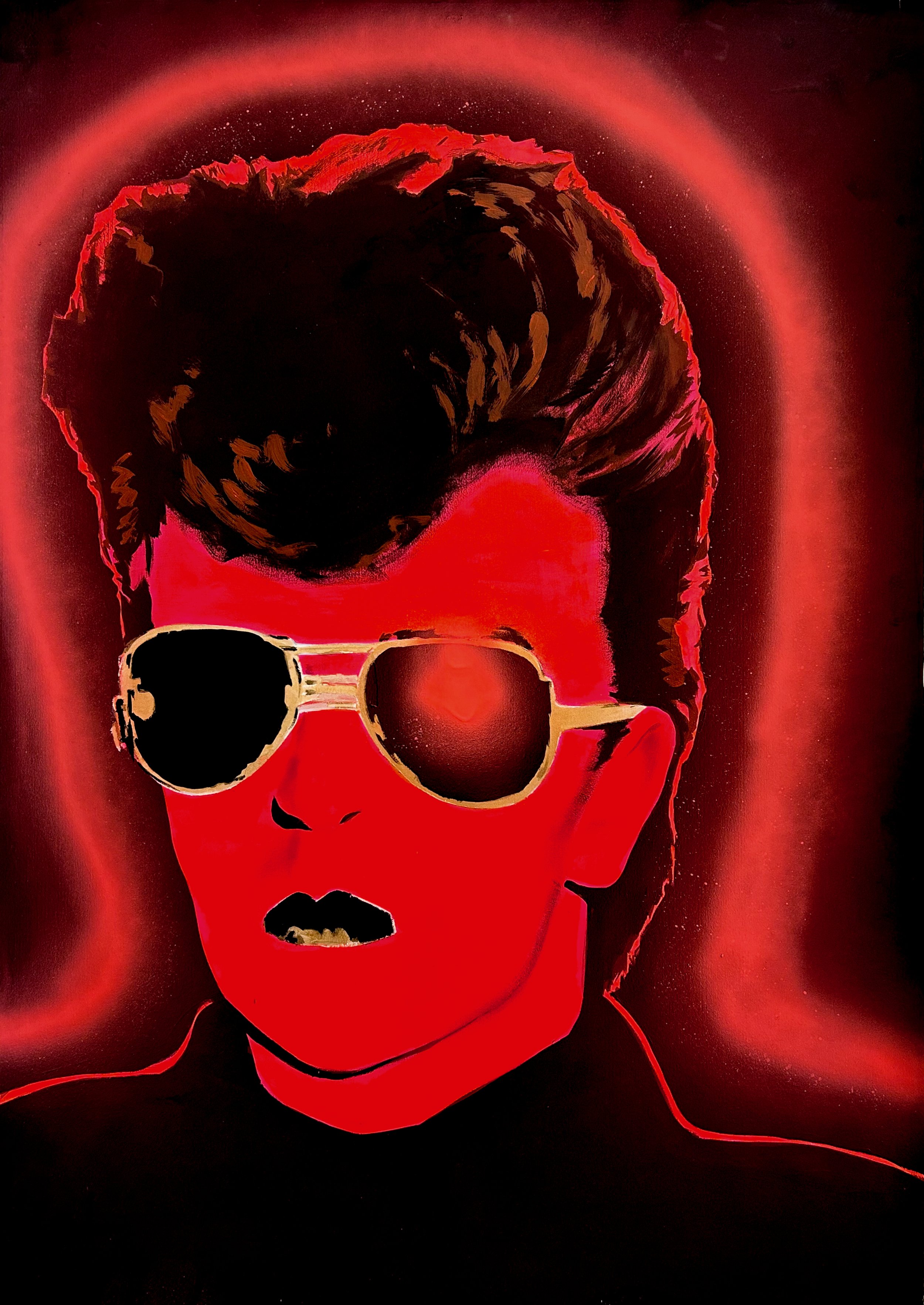 Steve Strange - City Of Red Night - Portrait - 40 x 28 inches / 102 x 71 centimetres - acrylic, oil and spray paint on Fabriano paper - 2025 
