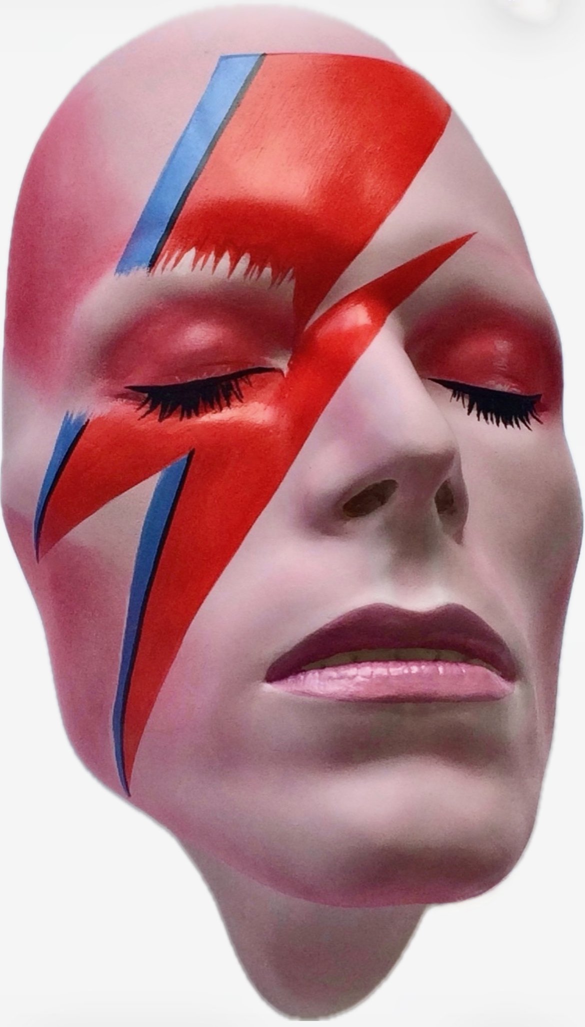Bowie Aladdin Sane Mask - 8.5 x 5.25 x 3 inches / 22 x 13 x 8 centimetres - acrylic and oil paint on plater mask - 2013