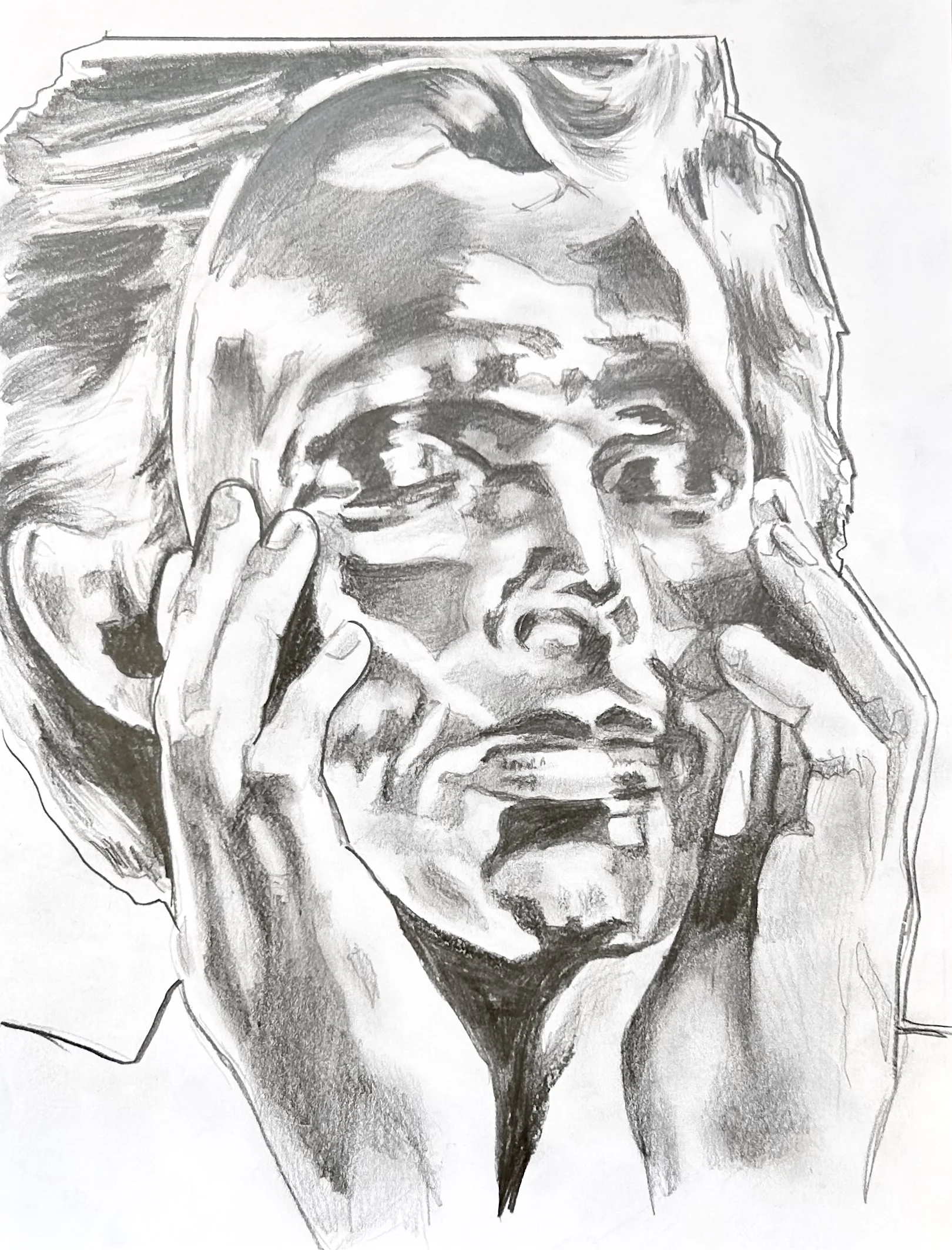 DB Behind The Mask - 11.5 x 8.25 inches / 30 x 21 centimetres - graphite on paper - 2026