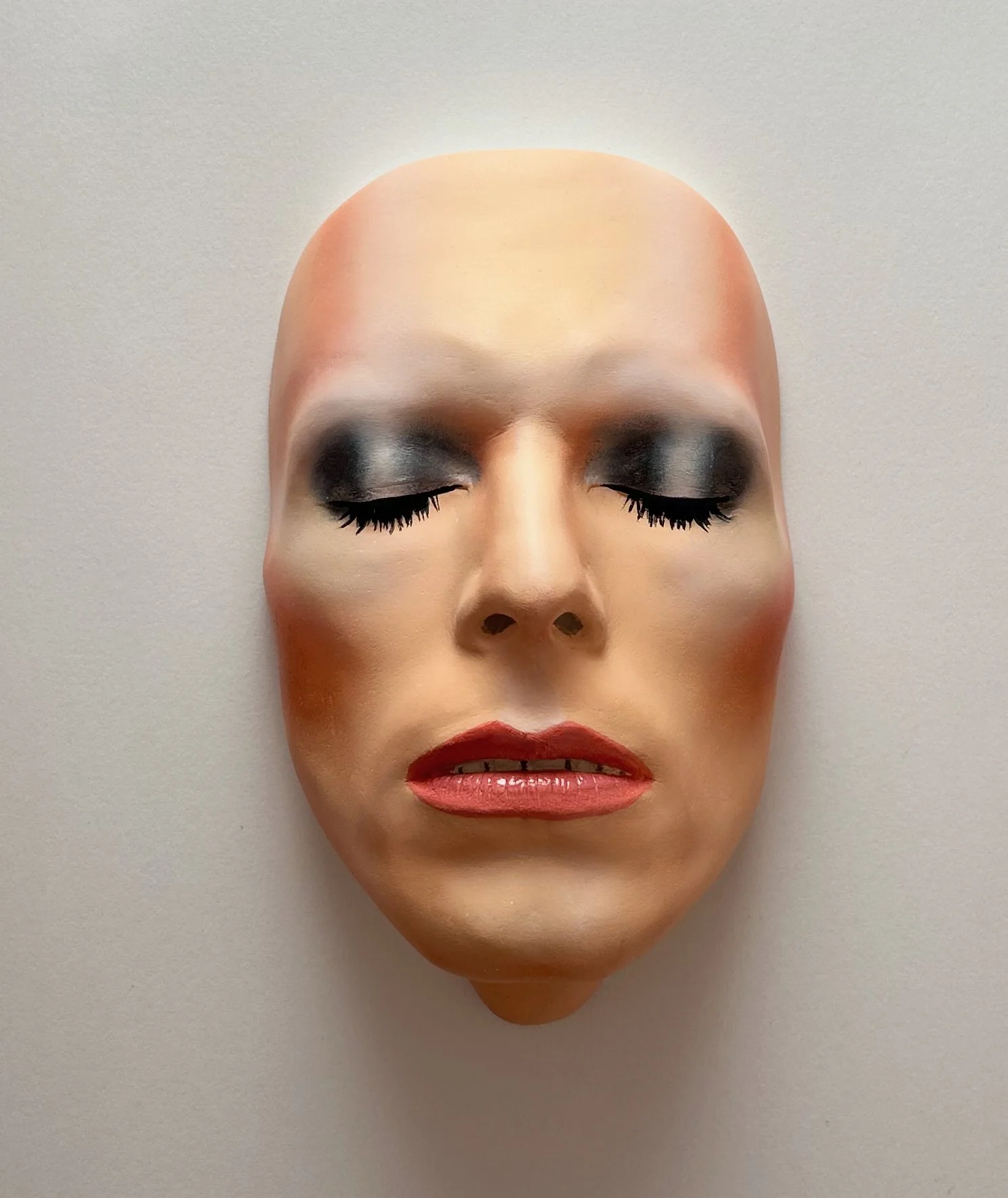 Bowie Diamond Dogs Tour Makeup Mask - life size acrylic, oil and airbrush on plaster mask - 
dimensions (approx) 8.5 x 5.5  x 3.5 inches / 21 x 13 x 9 centimetres - 2026
