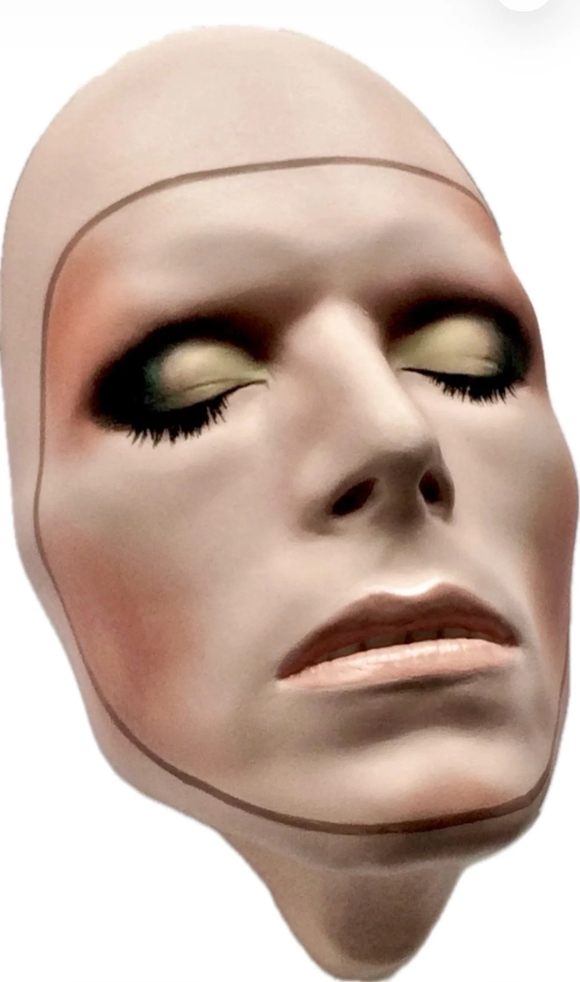 Bowie Pin Ups Mask- 8.5 x 5.25 x 3 inches / 22 x 13 x 8 centimetres - acrylic and oil paint on plaster mask - 2014