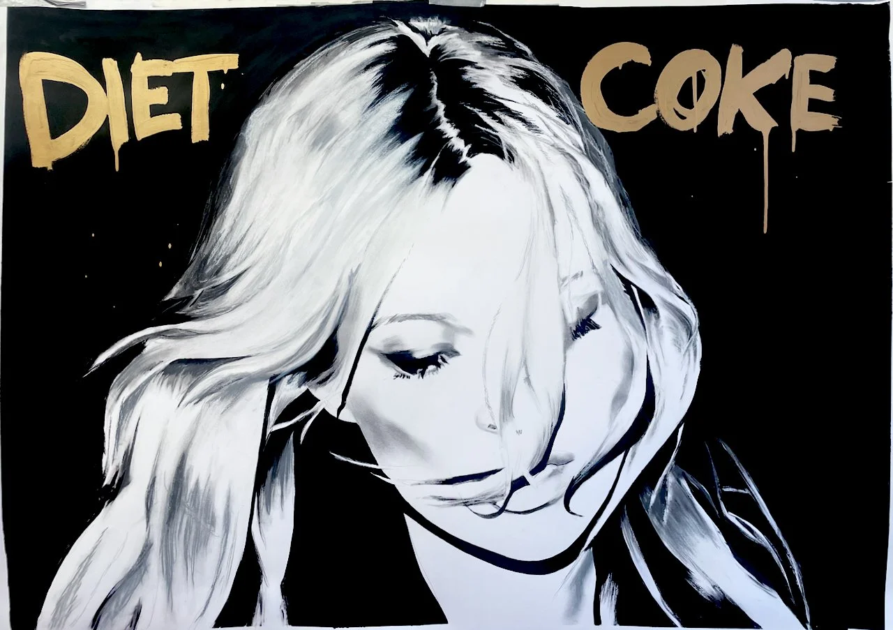 Kate - Diet Coke - 60 x 40 inches / 152 x 102 centimetres - acrylic, oil pastel and metallic gold on Fabriano paper - 2024
SOLD