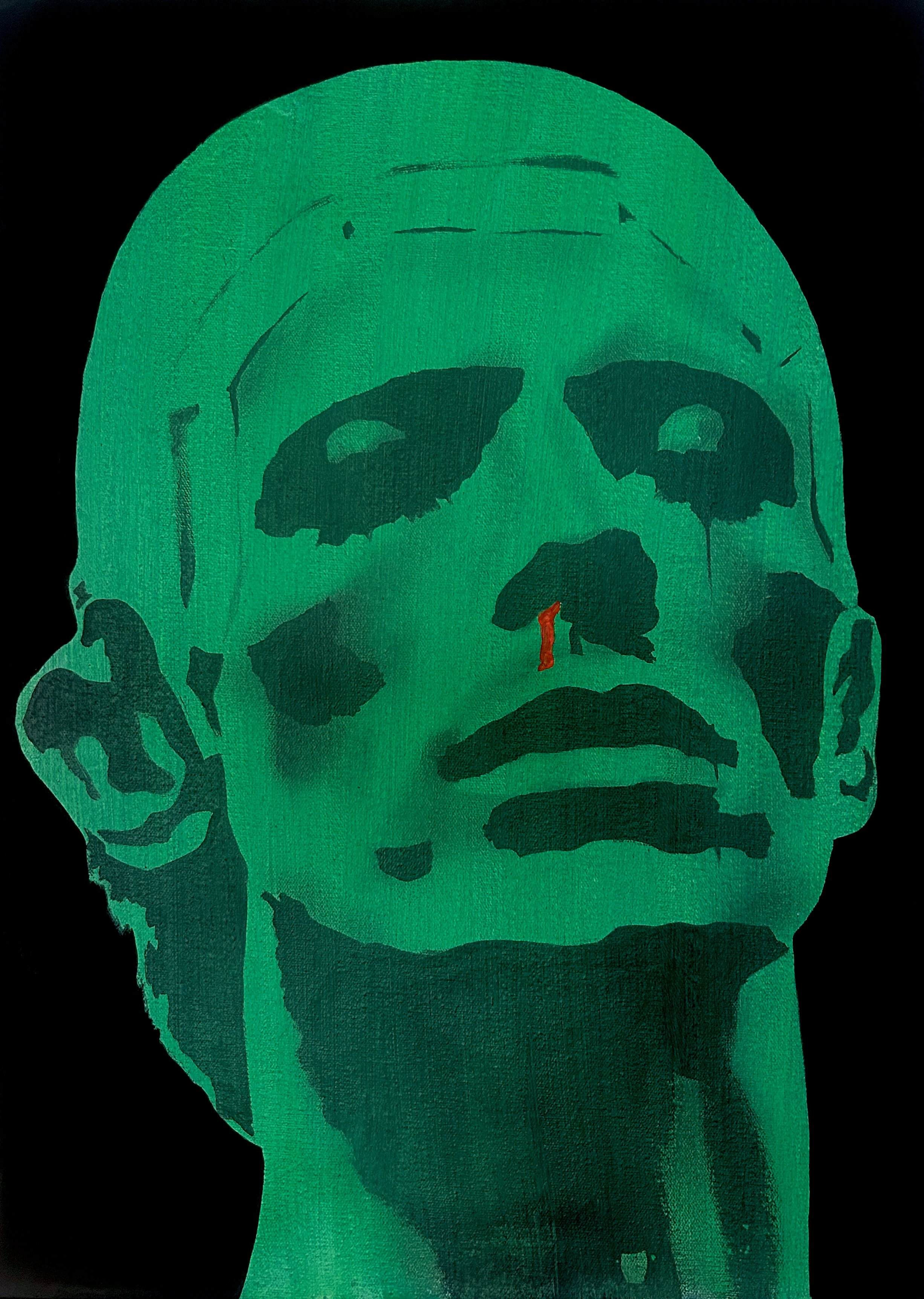 Head Of DB (study) Green - 14 x 10 x 0.75 inches / 36 x 26 x 1.8 centimetres - oil and acrylic on canvas 2026 