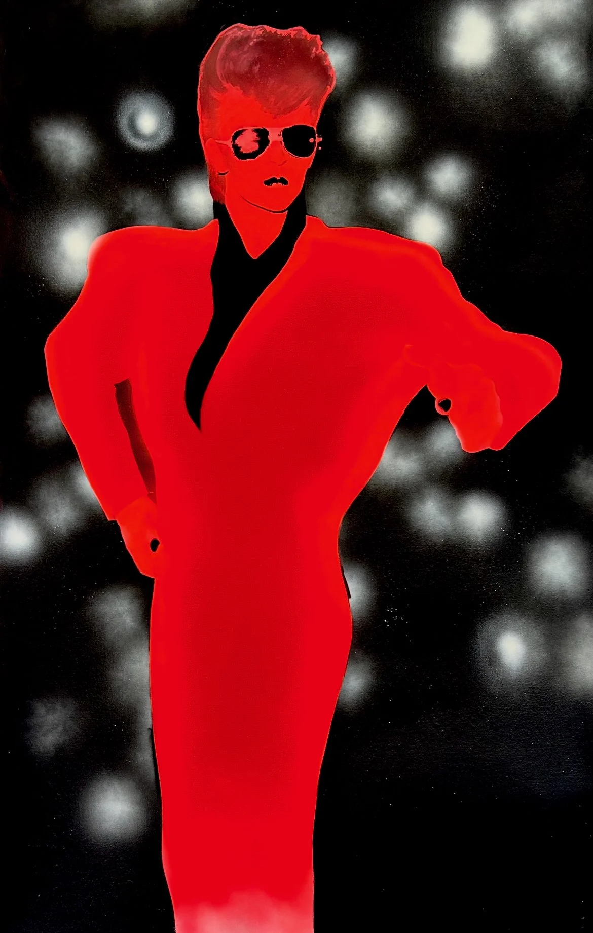 
Steve Strange Blitz Pharoah
50 x 30 inches / 127 x 76 centimetres 
acrylic, oil and spray paint on polymural banner 2025