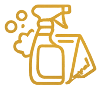 Outline of a hand and a person holding a large smartphone with three floating app icons nearby.