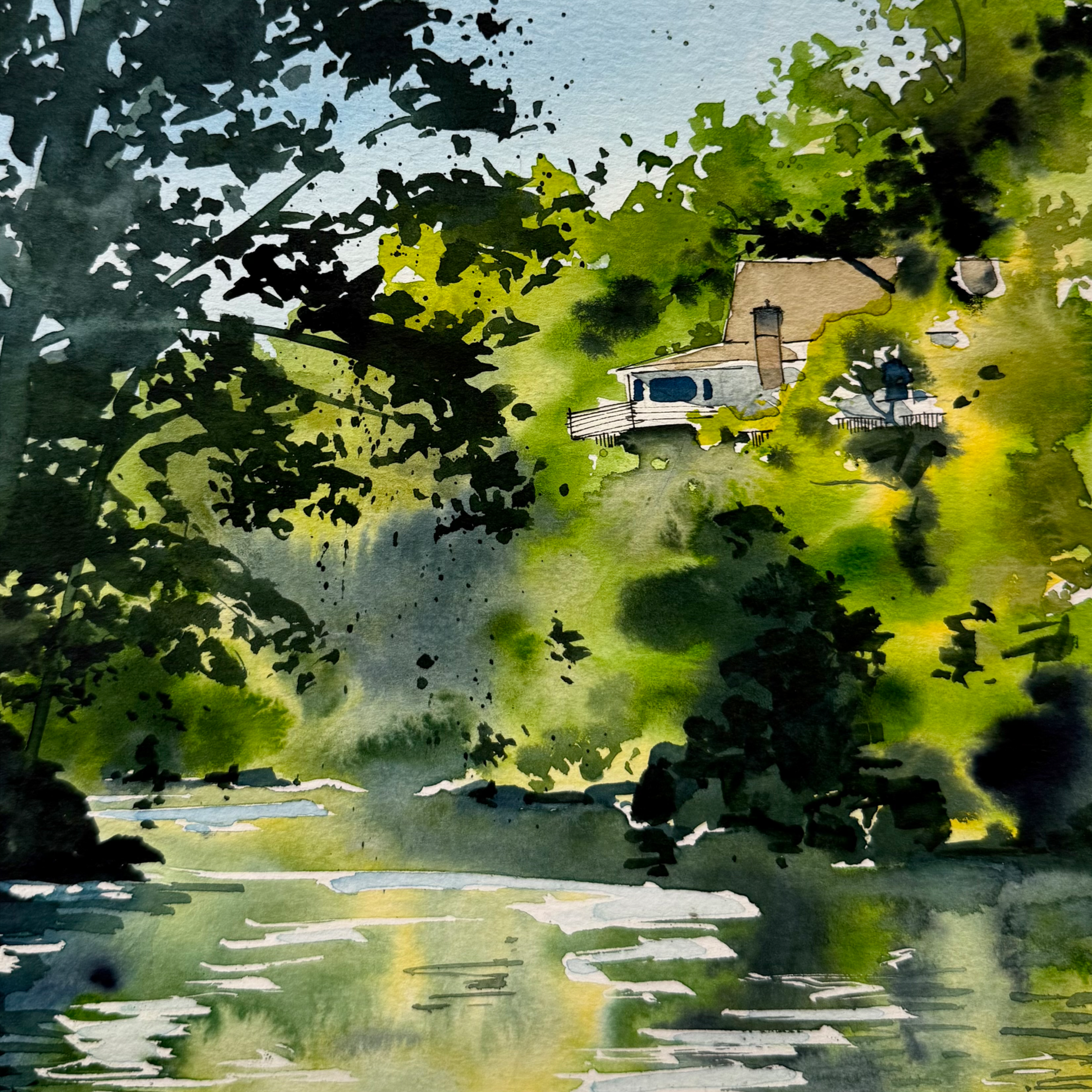 "Towards Mayo's" — commission, watercolor on paper, 2025