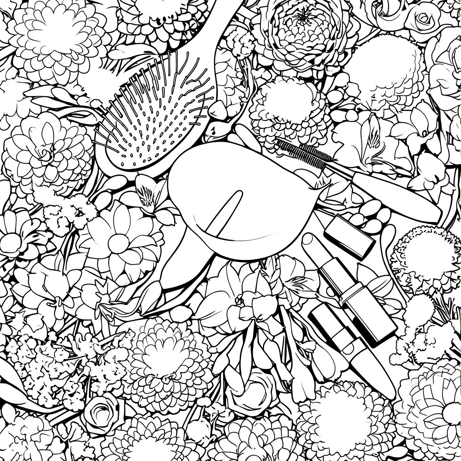 Flowers lipstick and brush