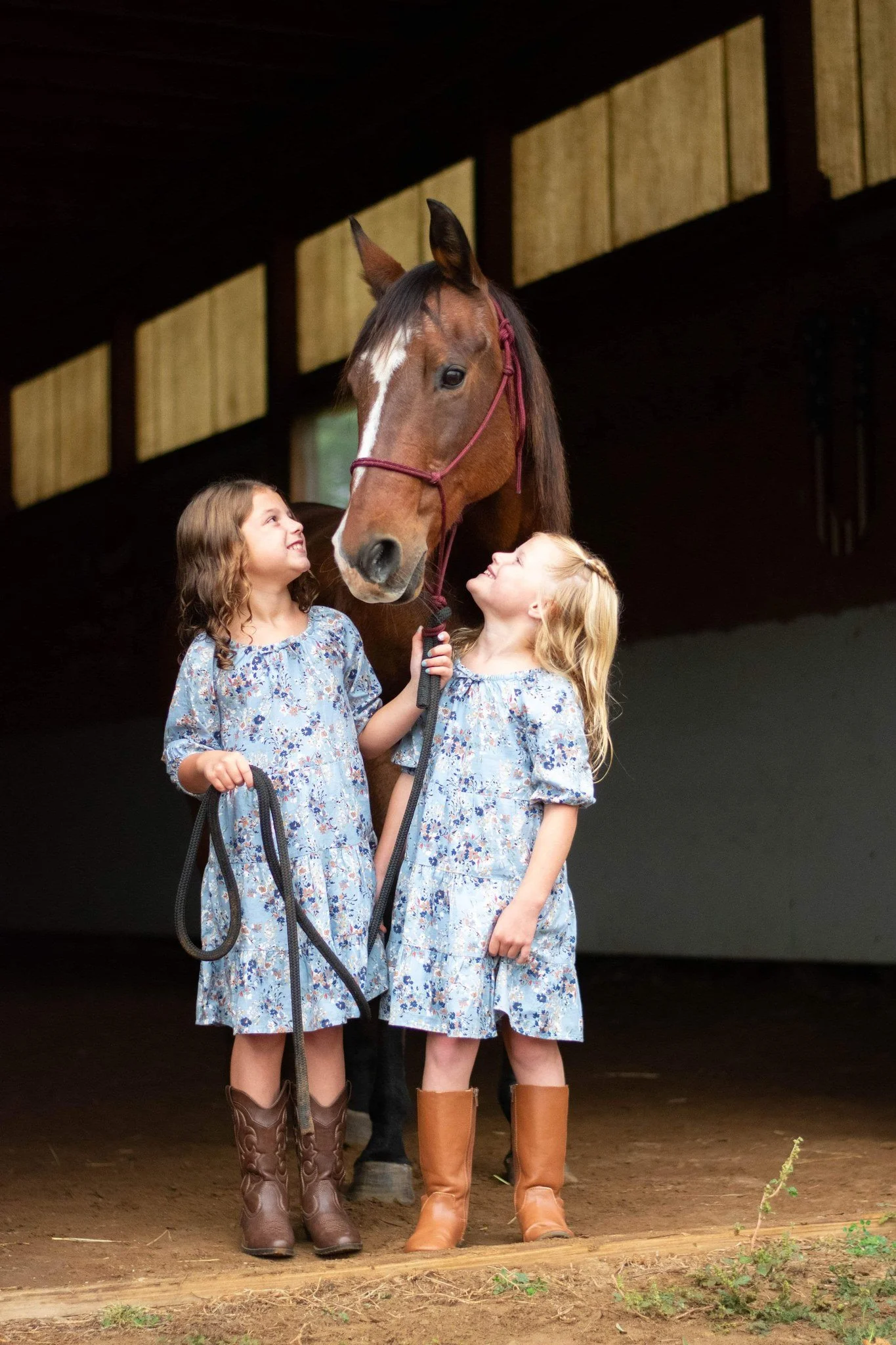 Sisters and their horse, family photographer in Dexter, MI