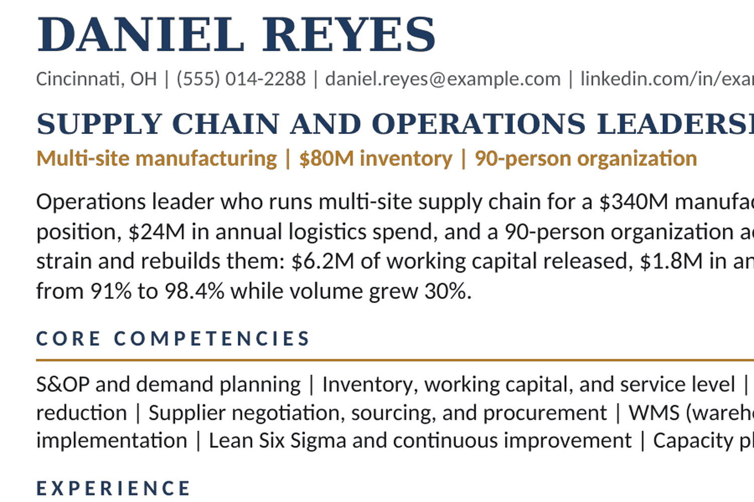 Senior Manager, Supply Chain → Director