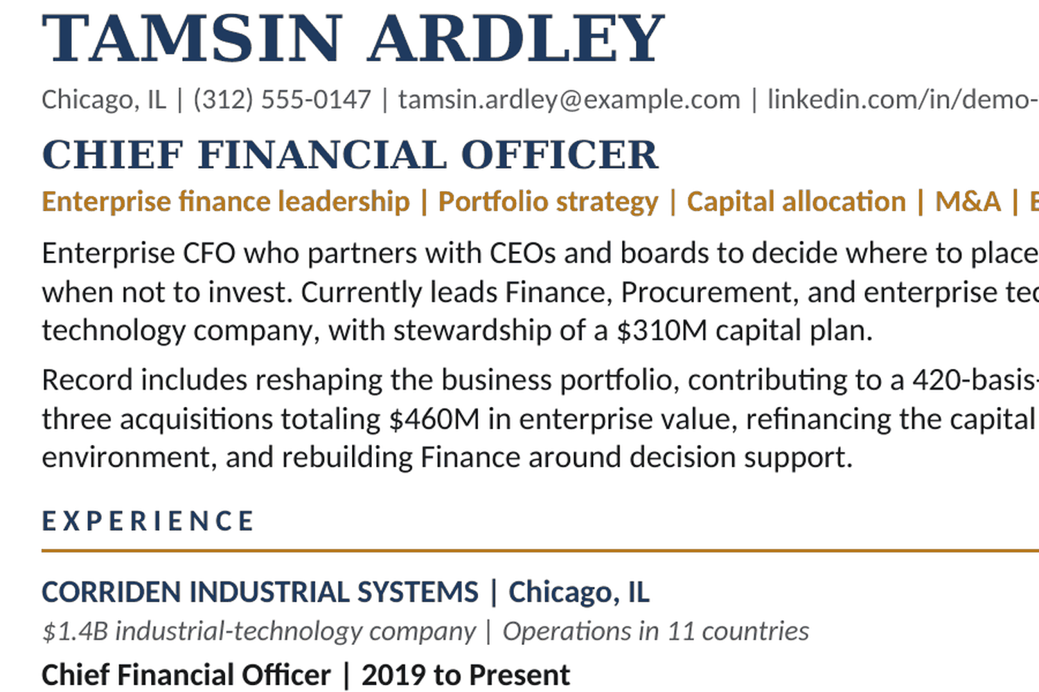 Chief Financial Officer → Enterprise CFO