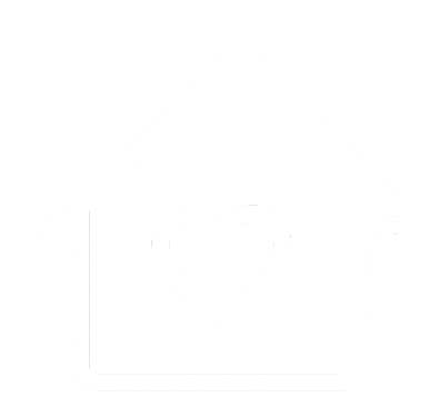 Outline of a house with a heart inside.
