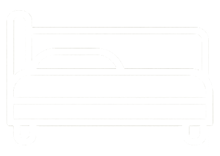 Line drawing of a bed with a headboard, mattress, and pillow.