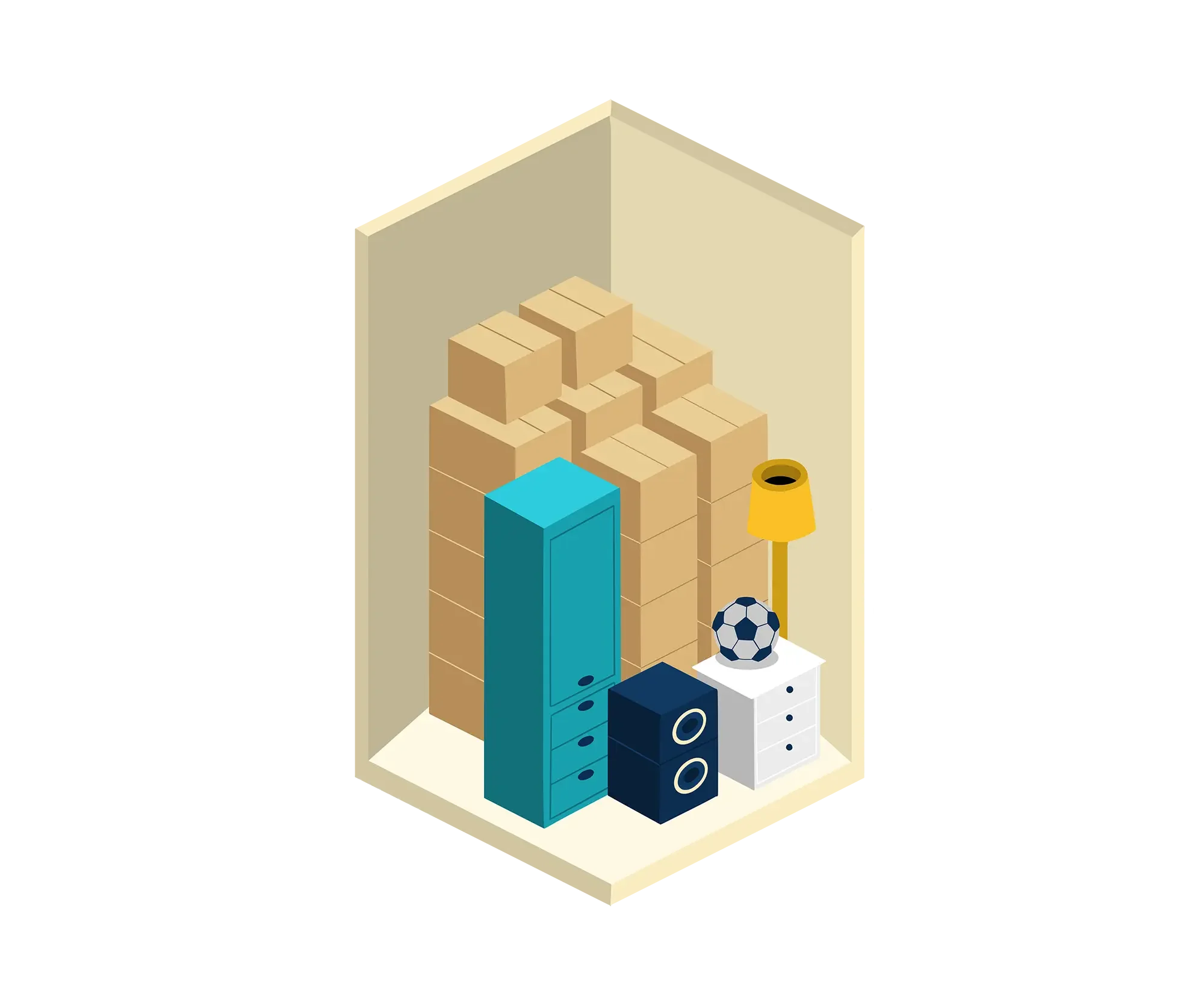 representación de muestra de una bodega de almacenamiento pequeña