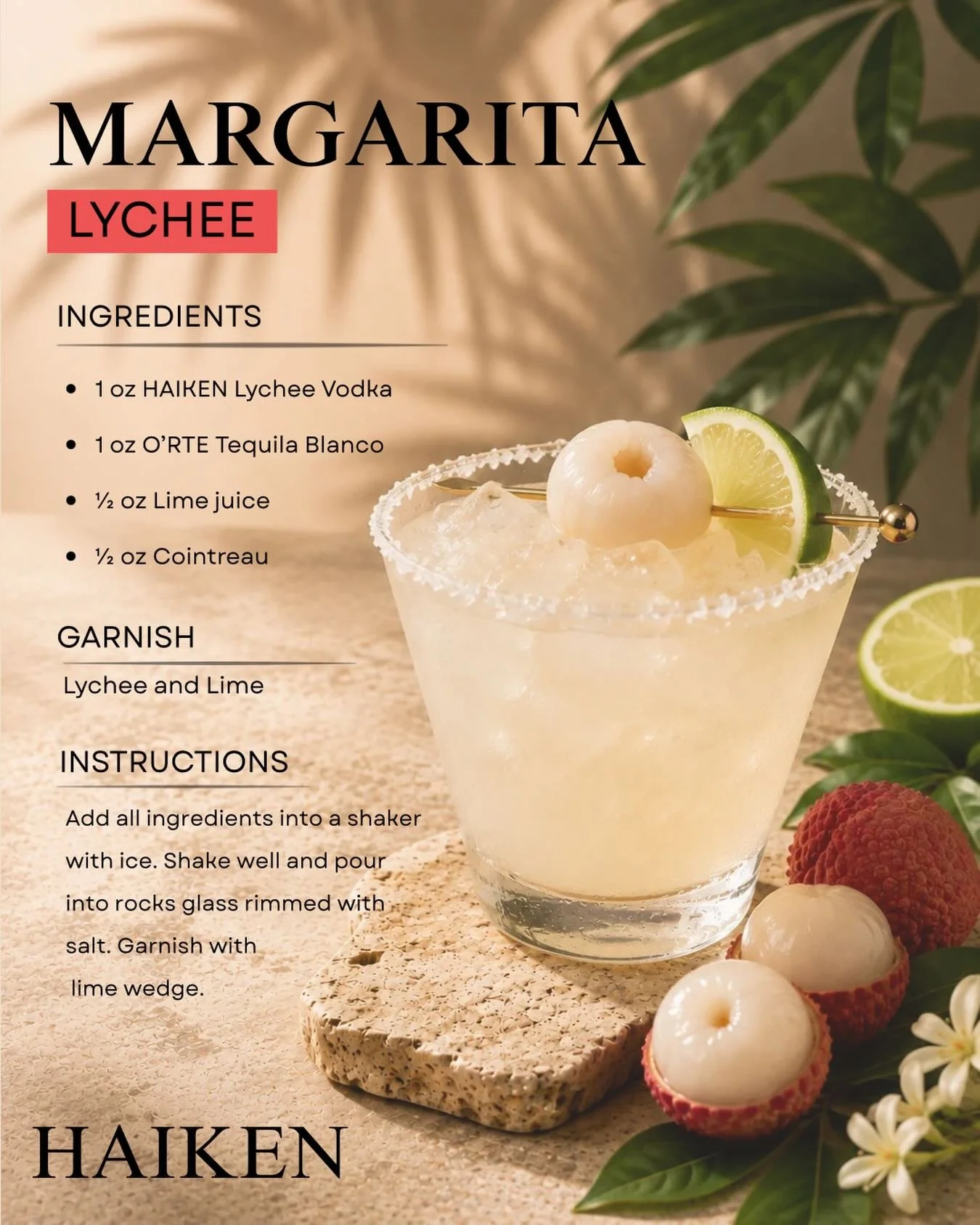 Friday plans? Include a HAIKEN Lychee Margarita ✨

Save this recipe and try it this weekend!

#haikenvodka #lychee #margarita