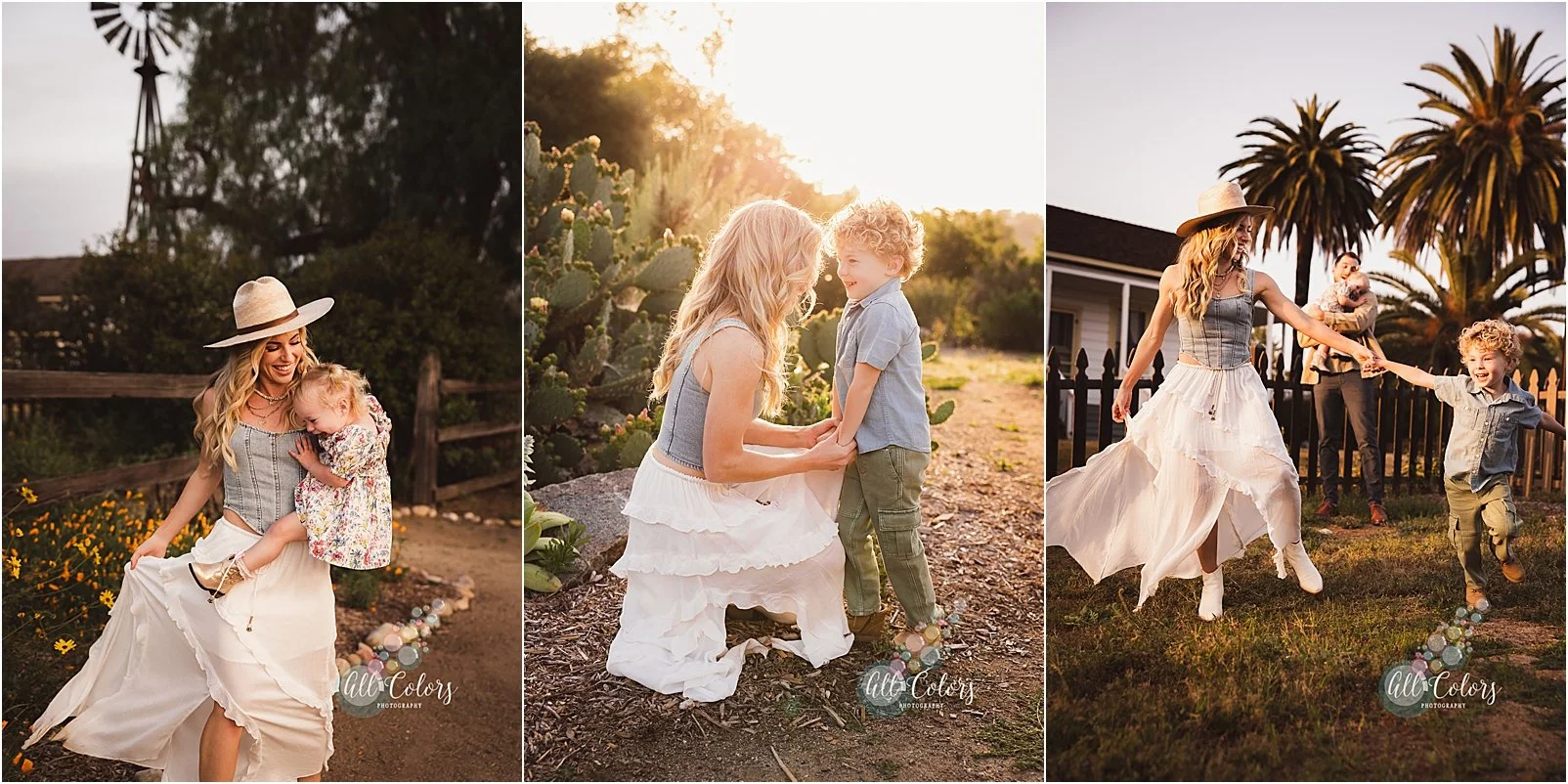 Boho Style outfits on a family of four in very candid and warm photos in San Diego