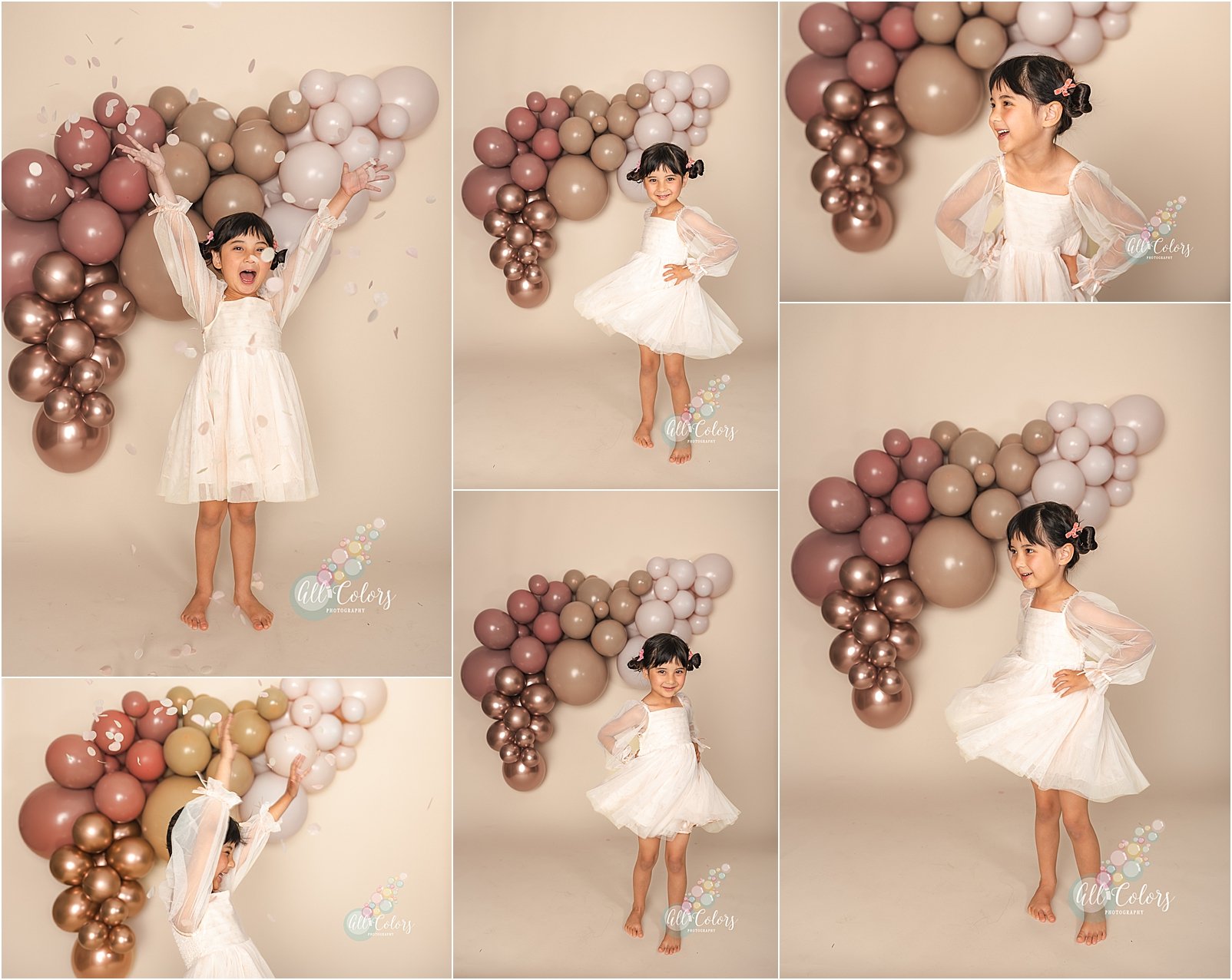 birthday photoshoot in San Diego, CA with muted pink colored balloons