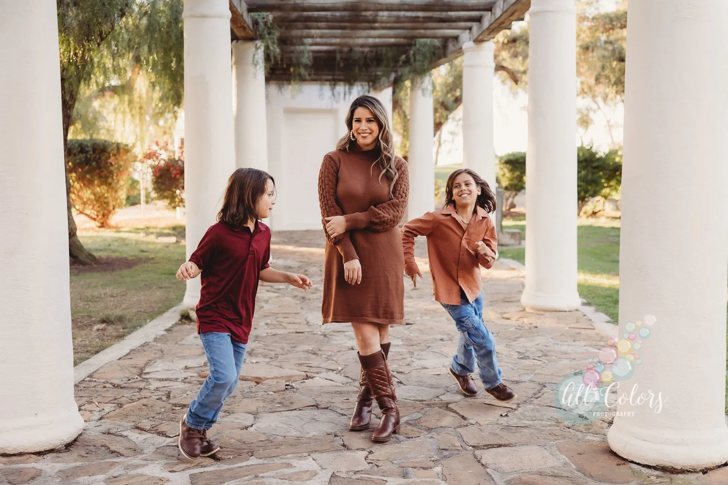 Mother of two boys on a photoshoot in San Diego, CA
