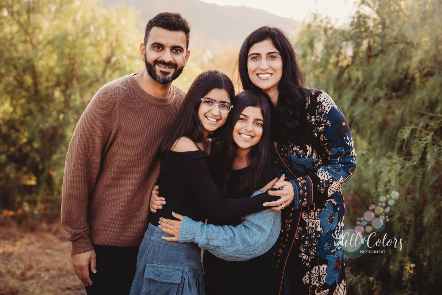 family of four on the countryside of San Diego, ca
