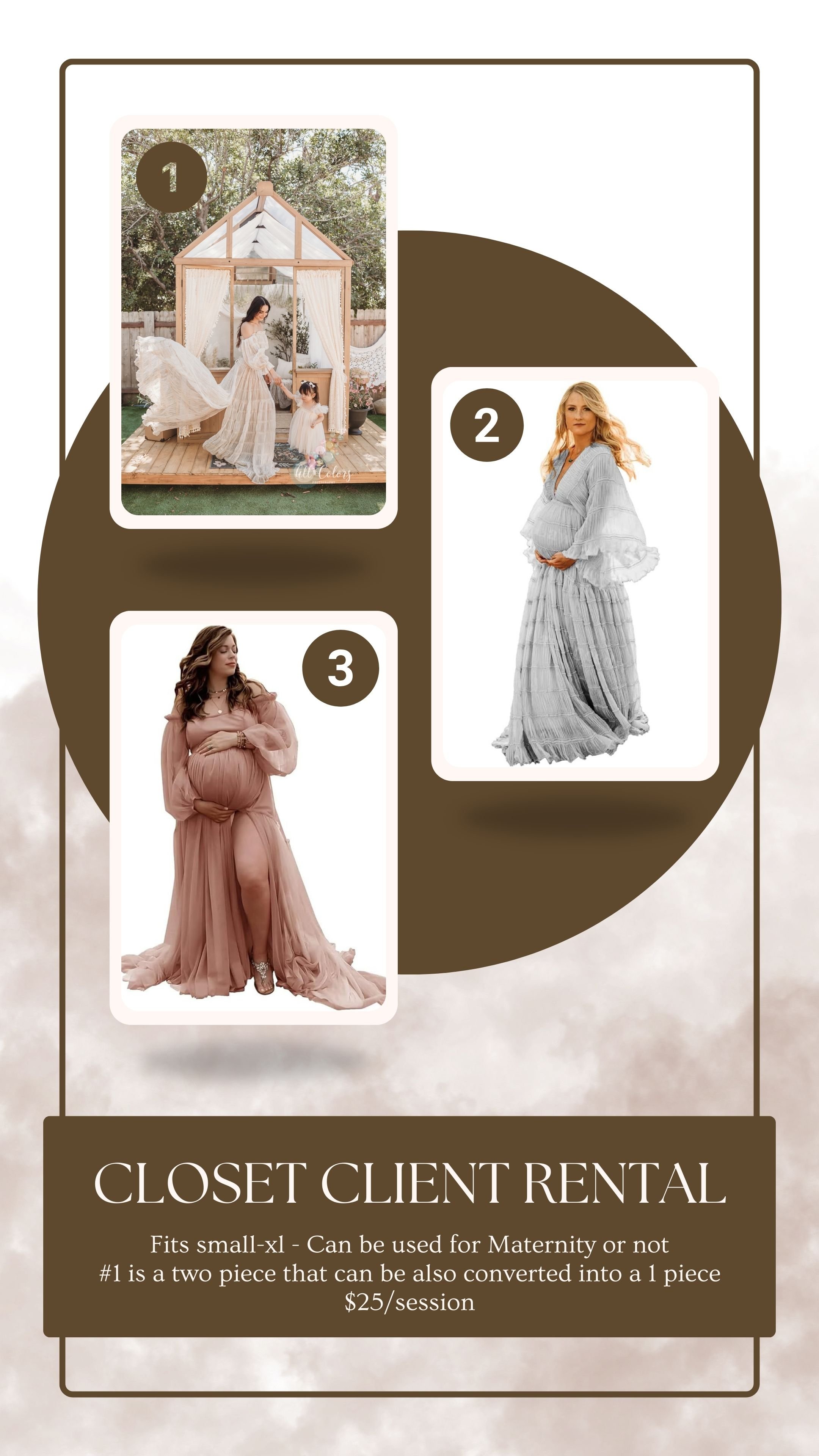 Dresses to be rented for Motherhood Sessions in San DIego