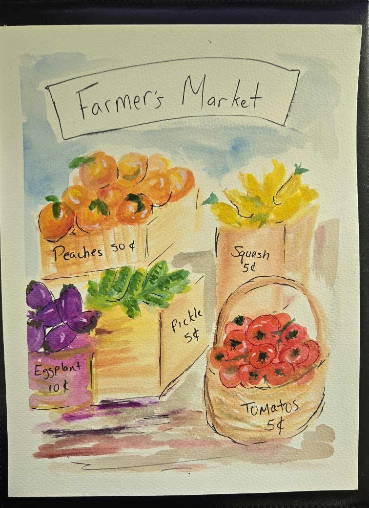 Original Watercolor: Farmers' Markets