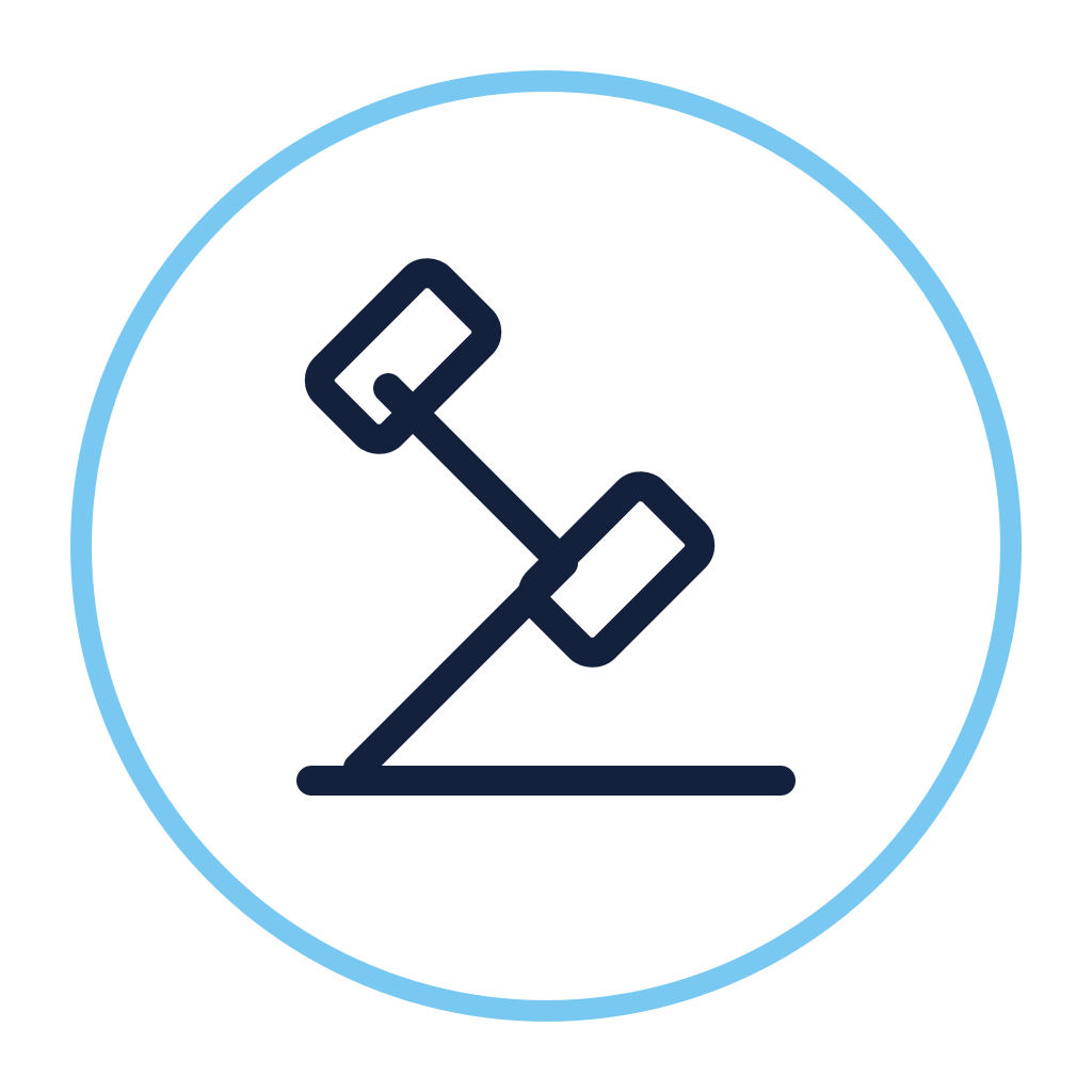 A digital icon of a satellite dish outside a blue circle.