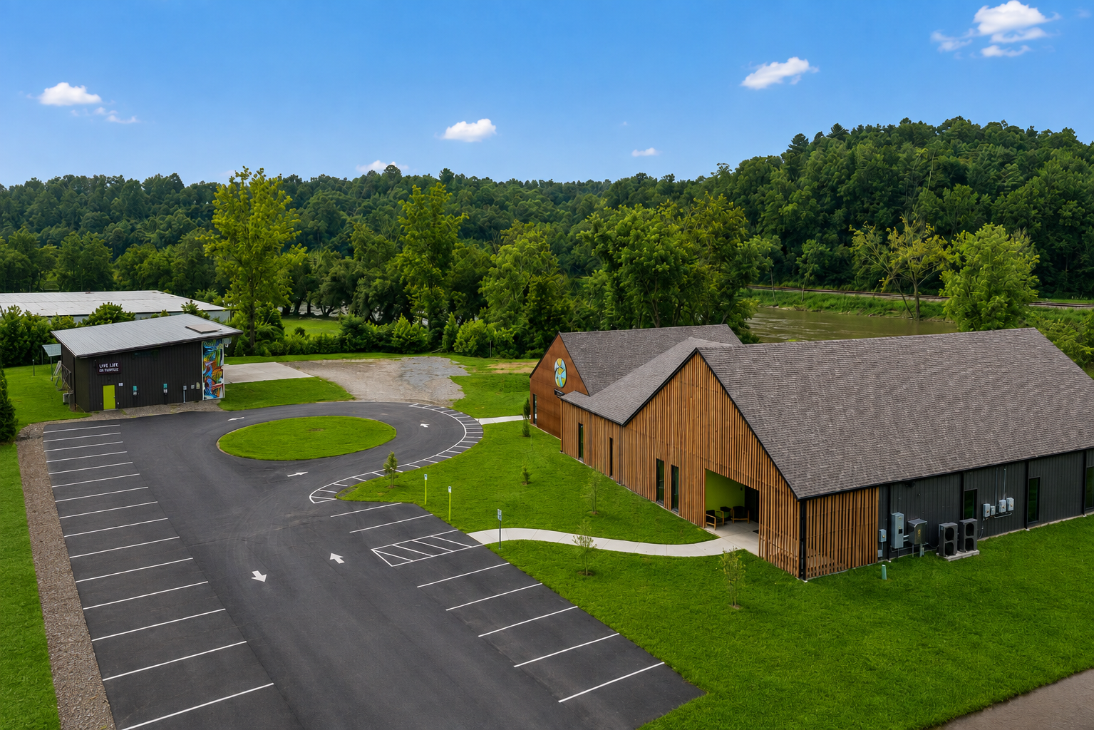 Riverbend Event Center parking aerial view