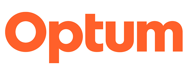 The word "Optum" in bold orange letters on a white background