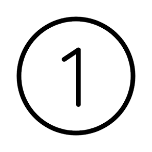 A black and white number one inside a circle