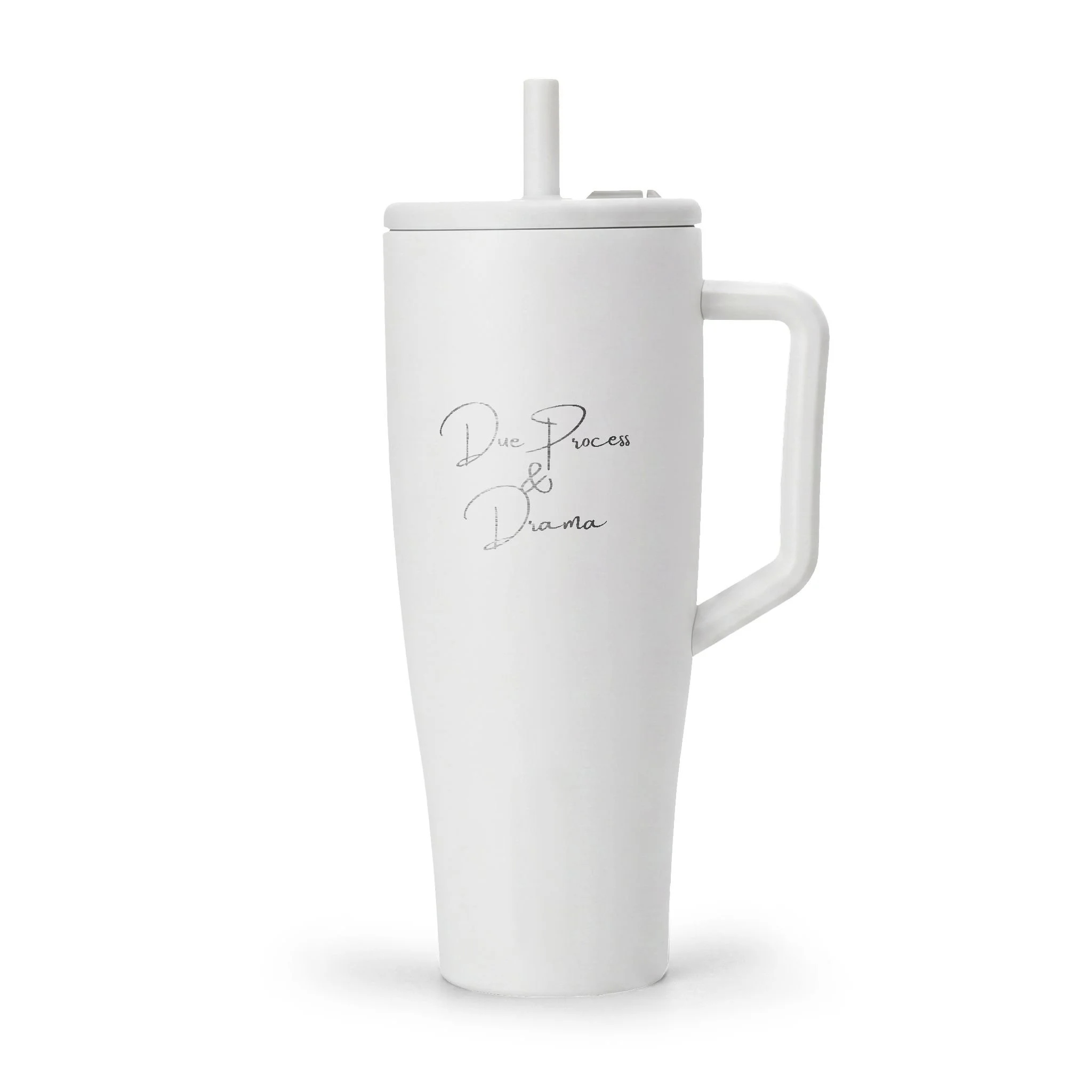 Purple Due Process & Drama engraved tumbler