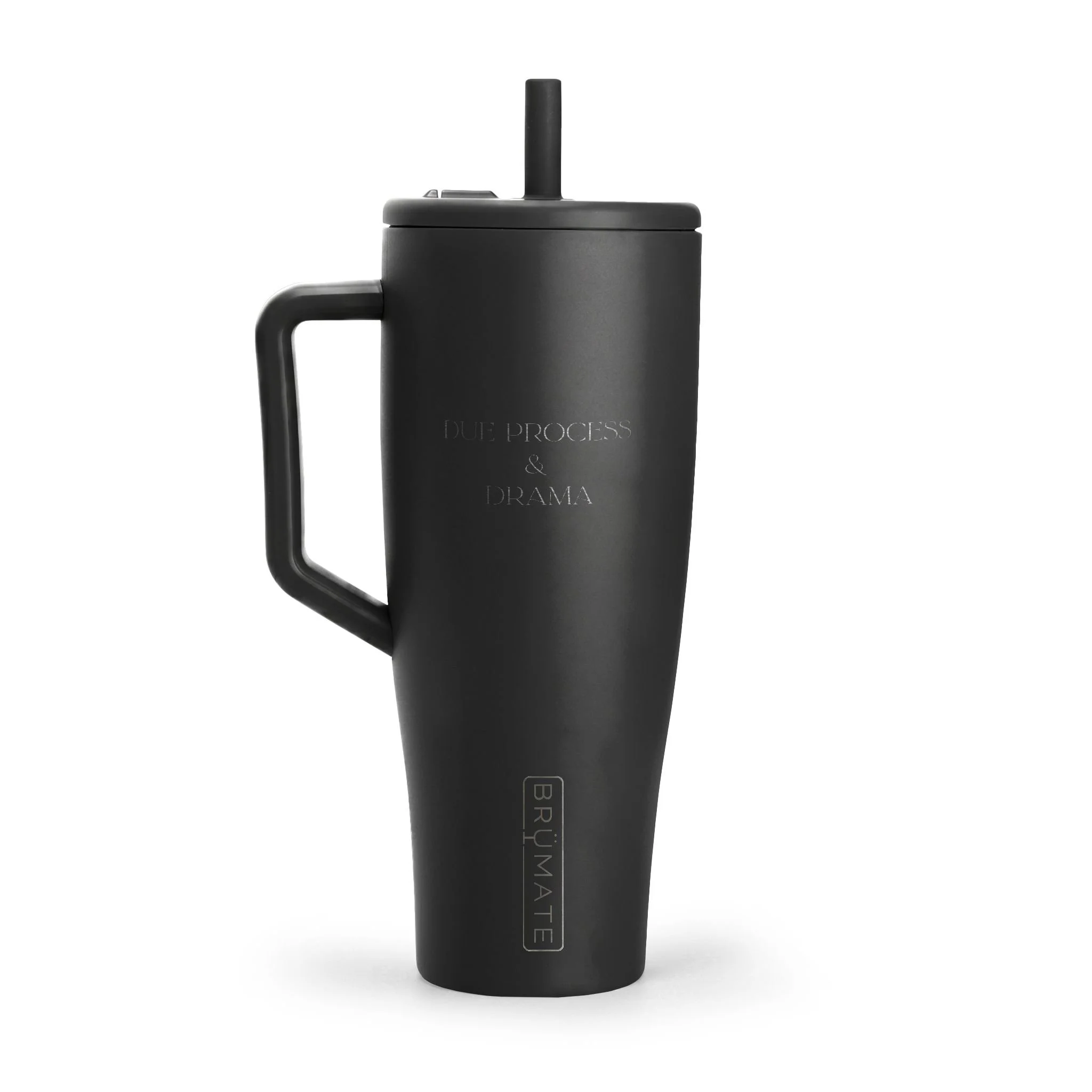 Full view of 40 oz Due Process & Drama insulated tumbler