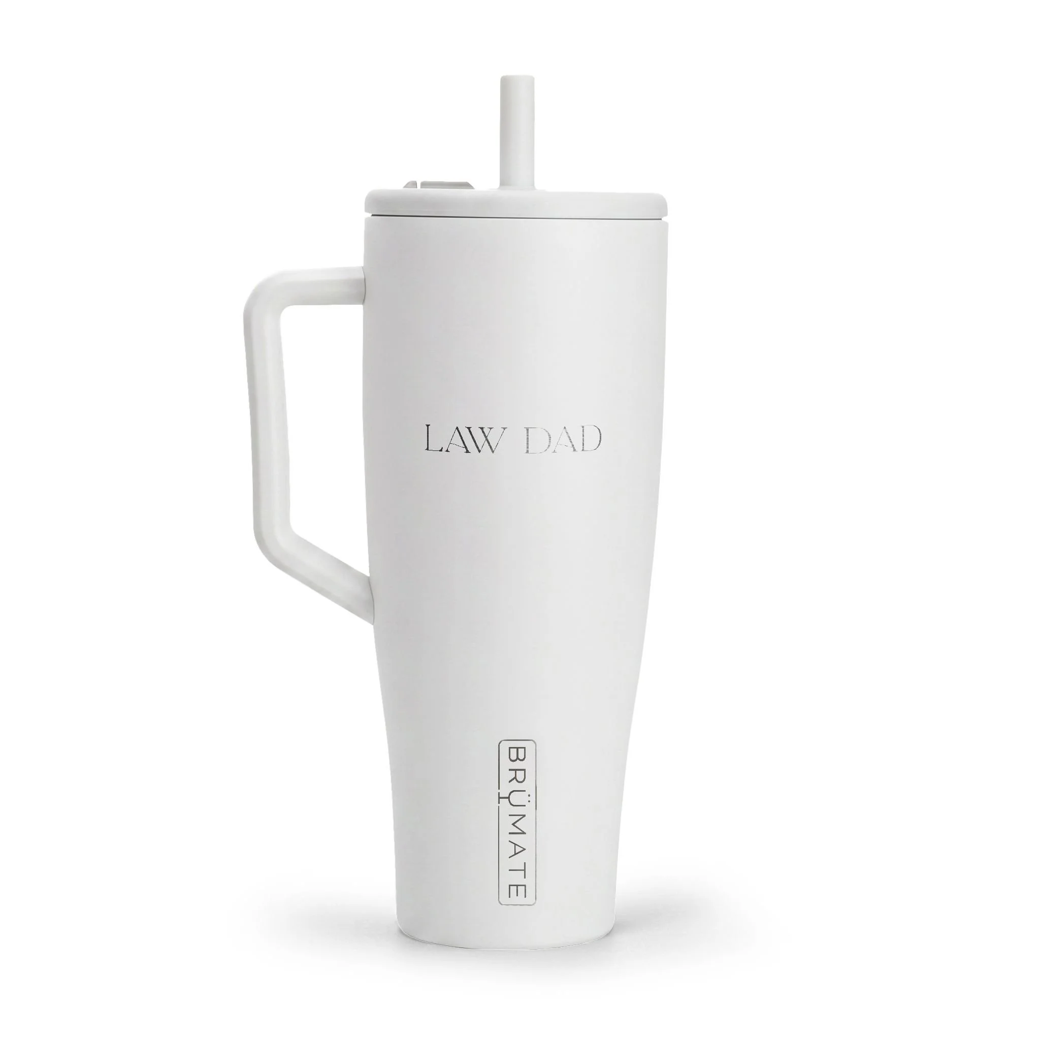 Law Dad tumbler featuring alternate engraved lettering and powder-coated finish