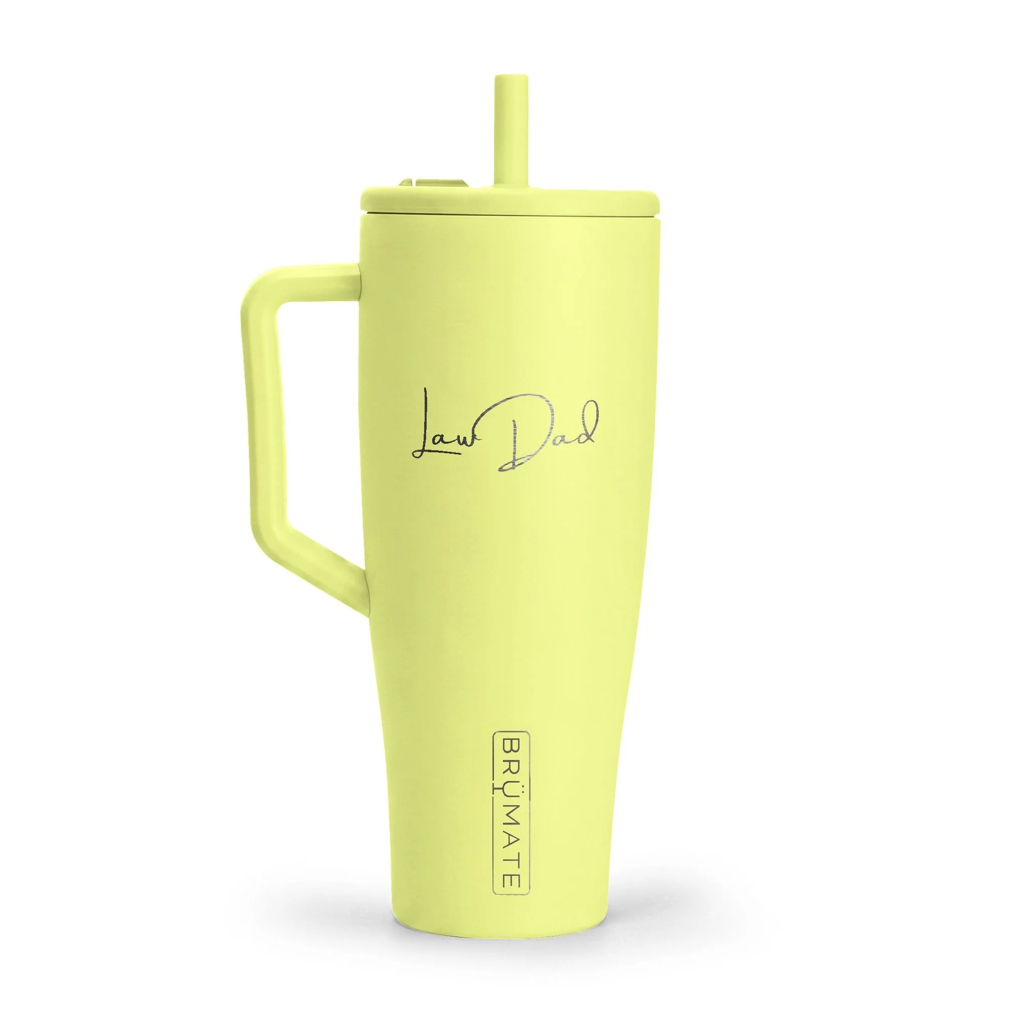 Law Dad stainless steel tumbler with leakproof lid and comfortable carry handle