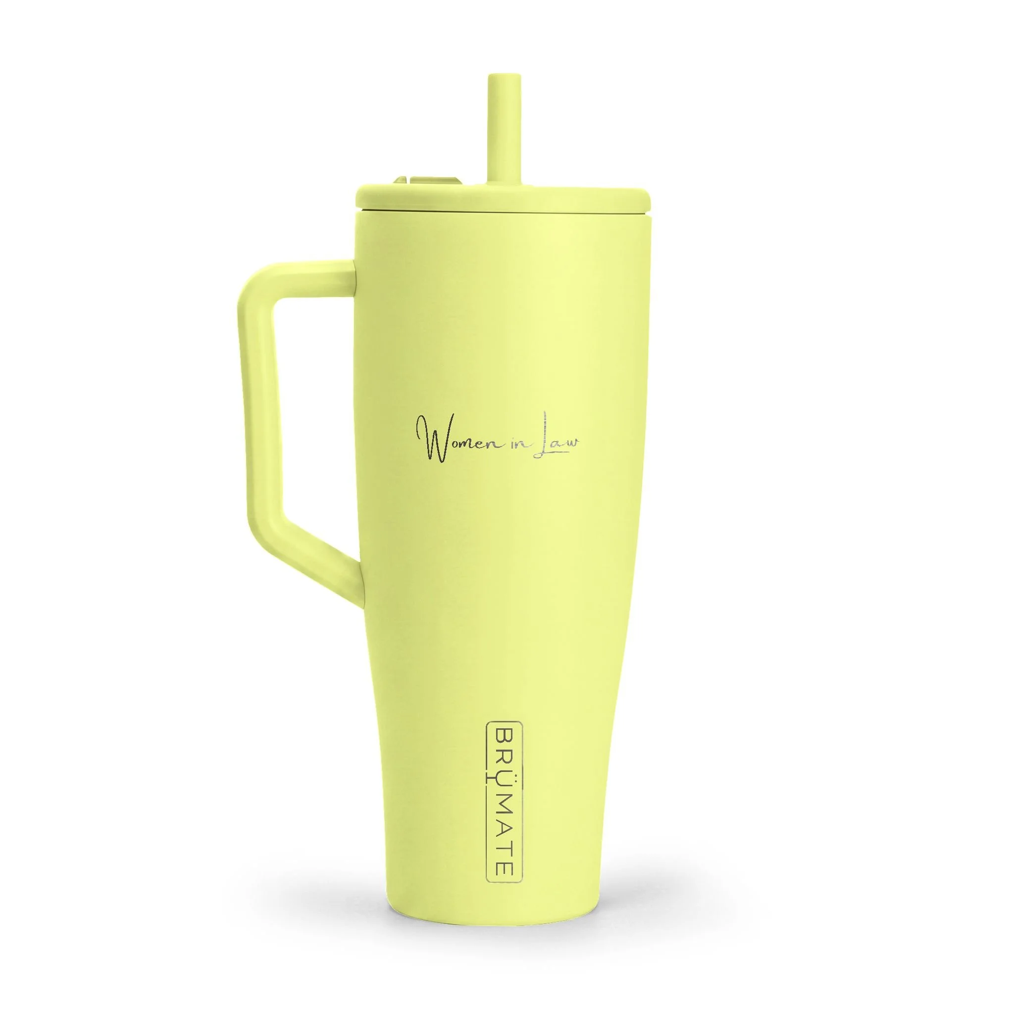 Women in Law 40oz engraved tumbler in yellow, classic font