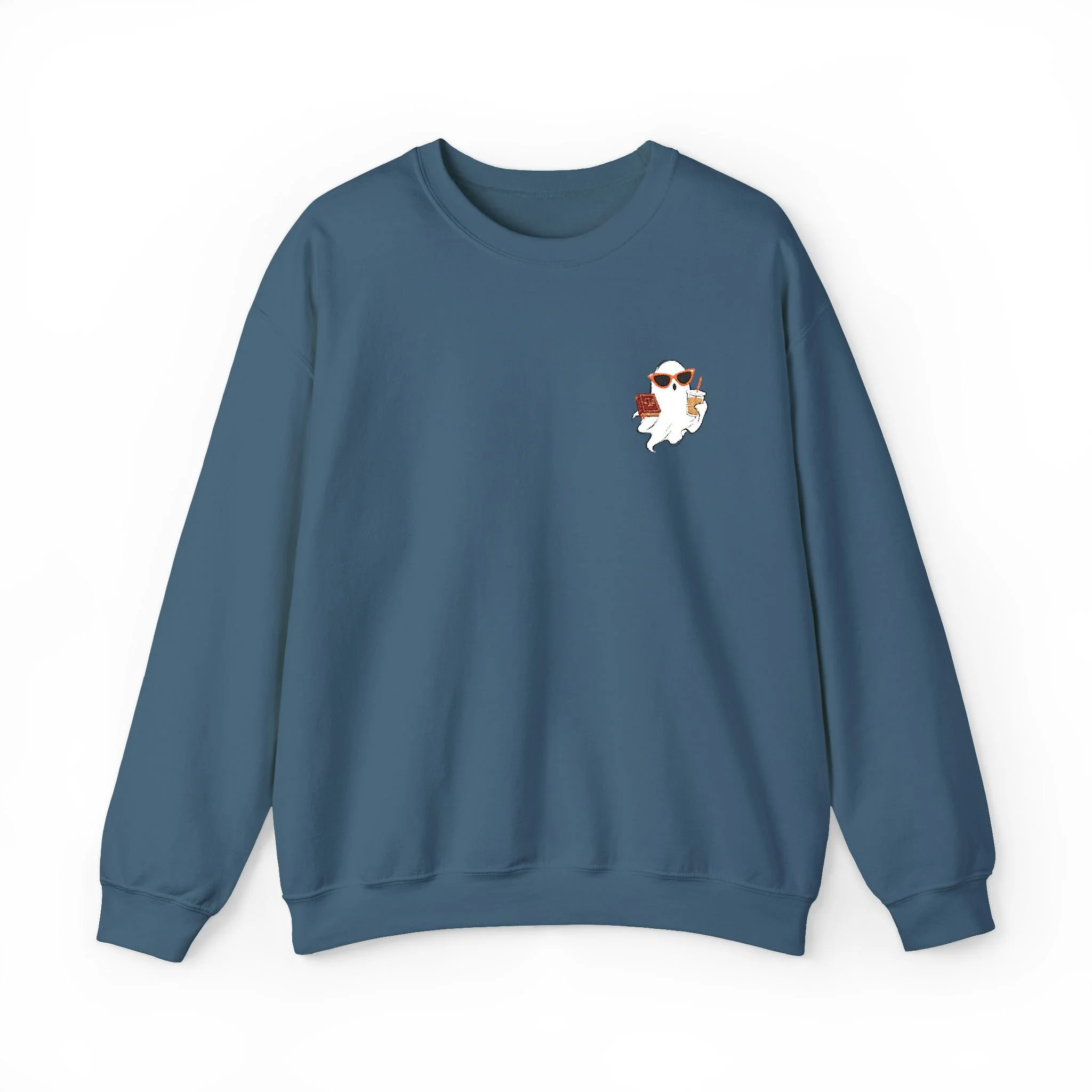 Ghost Drinking Iced Coffee & Studying Law Embroidered Sweatshirt
